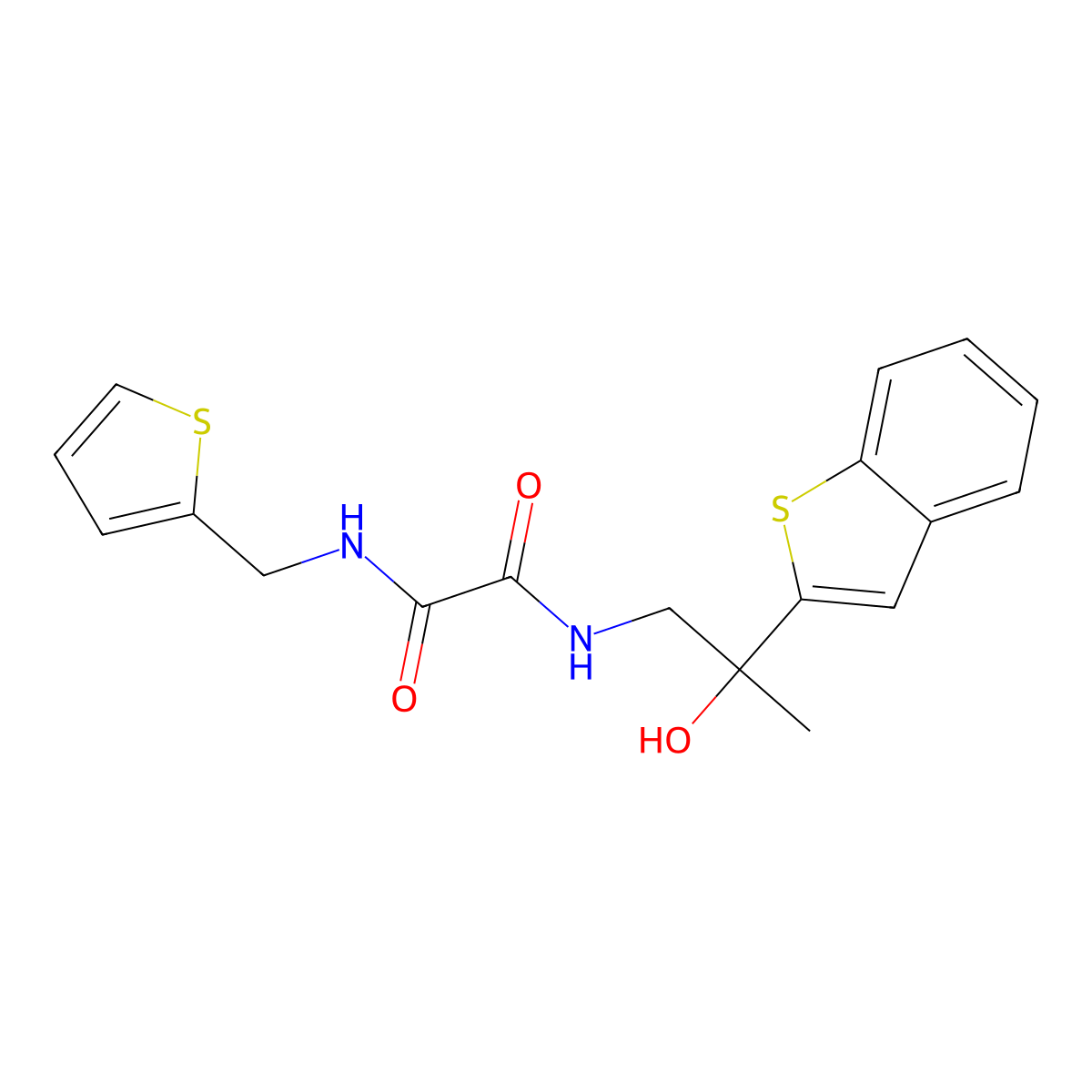 N1-(2-(benzo[b]thiophen-2-yl)-2-hydroxypropyl)-N2-(thiophen-2-ylmethyl)oxalamide molecular structure, CAS 2034569-51-0