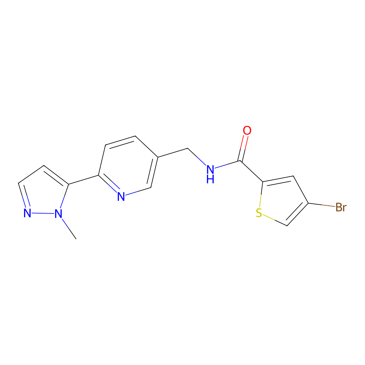 4-bromo-N-{[6-(1-methyl-1H-pyrazol-5-yl)pyridin-3-yl]methyl}thiophene-2-carboxamide molecular structure, CAS 2034569-55-4