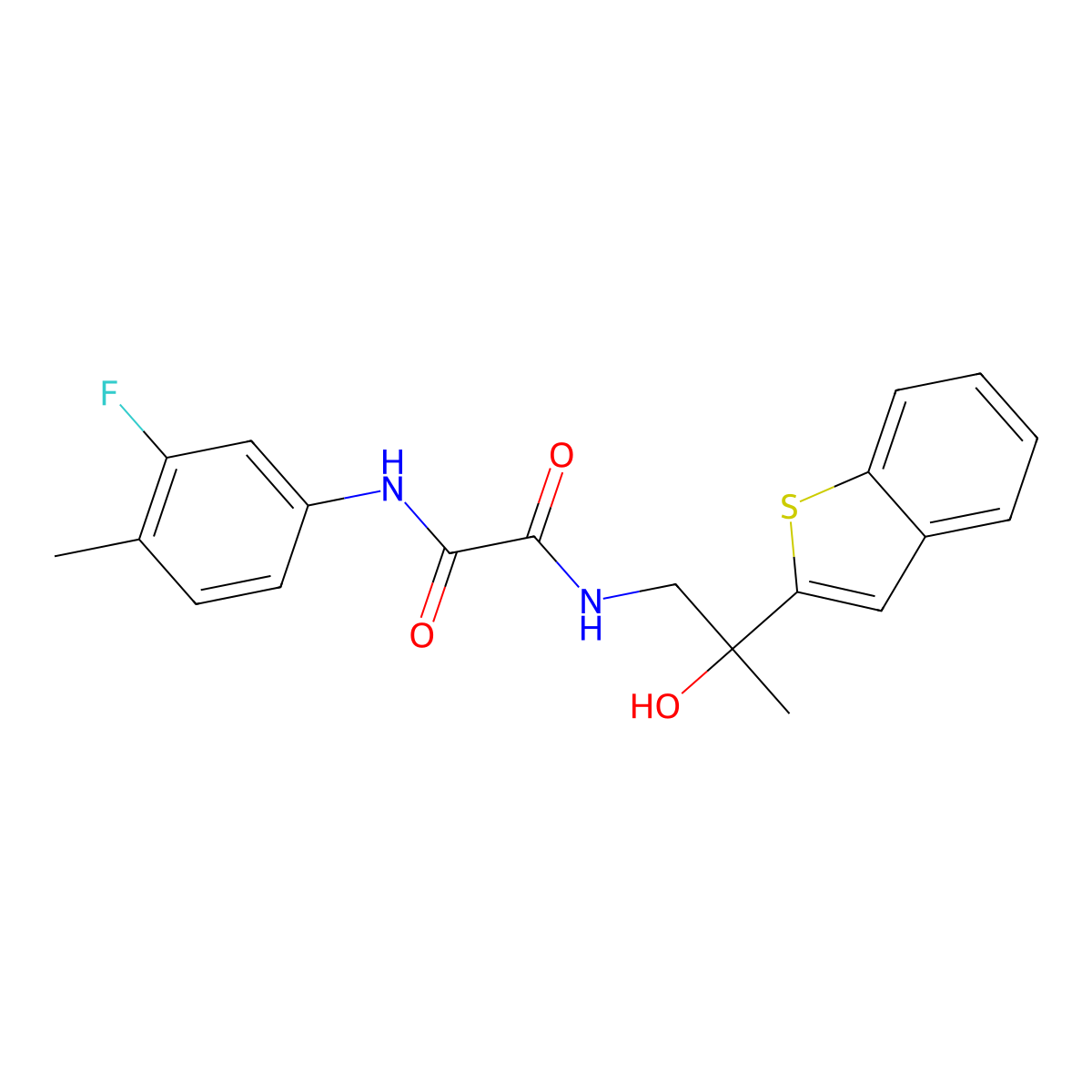 N1-(2-(benzo[b]thiophen-2-yl)-2-hydroxypropyl)-N2-(3-fluoro-4-methylphenyl)oxalamide molecular structure, CAS 2034569-57-6