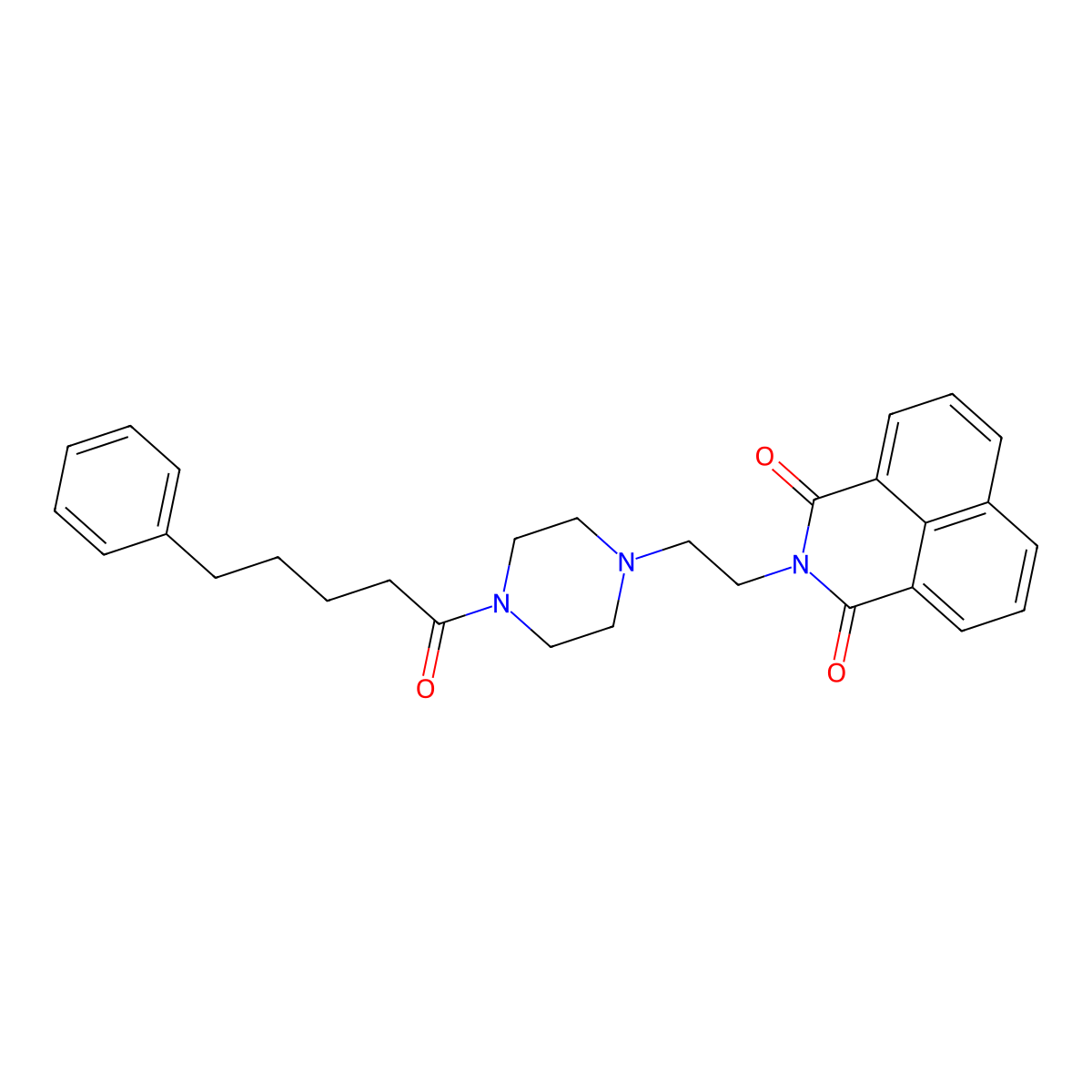 2-(2-(4-(5-phenylpentanoyl)piperazin-1-yl)ethyl)-1H-benzo[de]isoquinoline-1,3(2H)-dione molecular structure, CAS 2034569-64-5