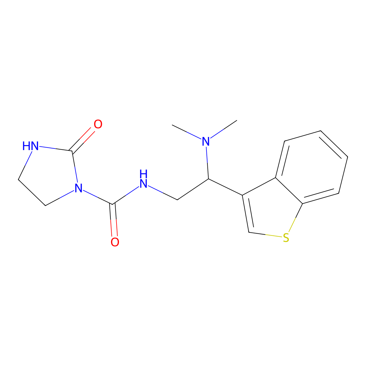 N-(2-(benzo[b]thiophen-3-yl)-2-(dimethylamino)ethyl)-2-oxoimidazolidine-1-carboxamide molecular structure, CAS 2034569-72-5