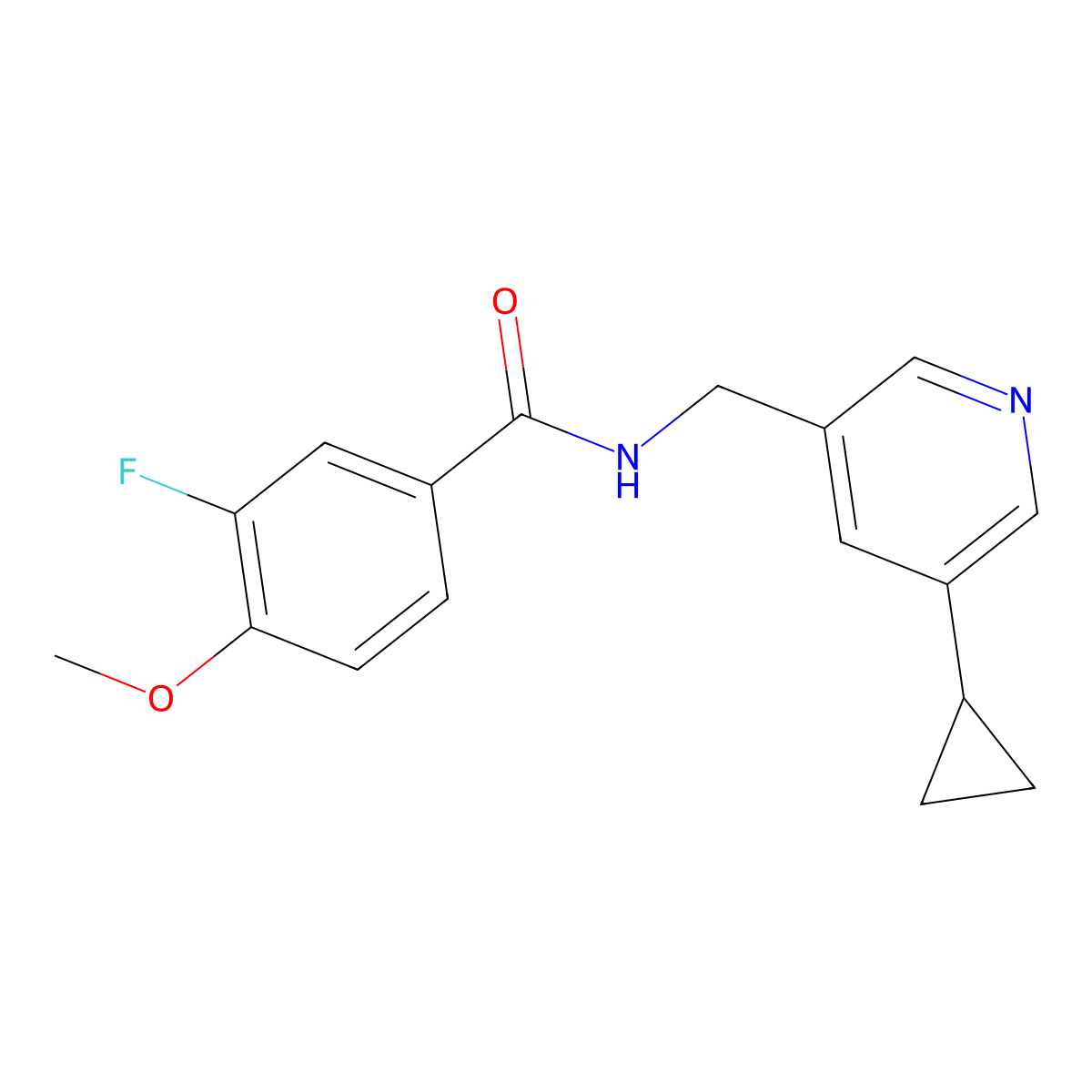 N-[(5-cyclopropylpyridin-3-yl)methyl]-3-fluoro-4-methoxybenzamide molecular structure, CAS 2034569-79-2