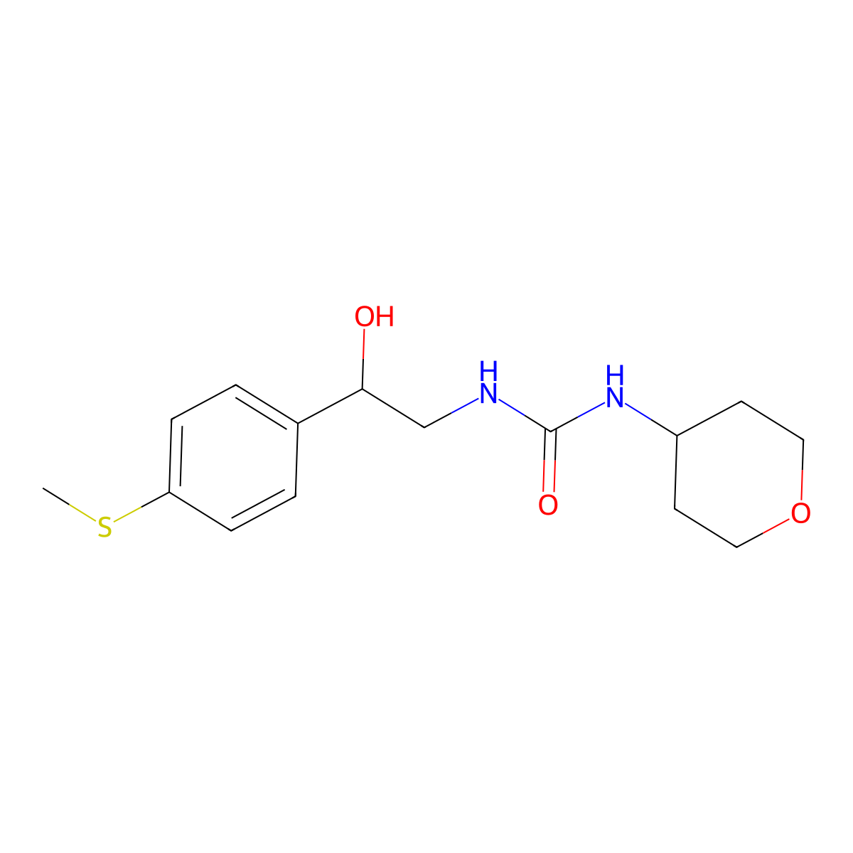 1-(2-hydroxy-2-(4-(methylthio)phenyl)ethyl)-3-(tetrahydro-2H-pyran-4-yl)urea molecular structure, CAS 2034569-81-6