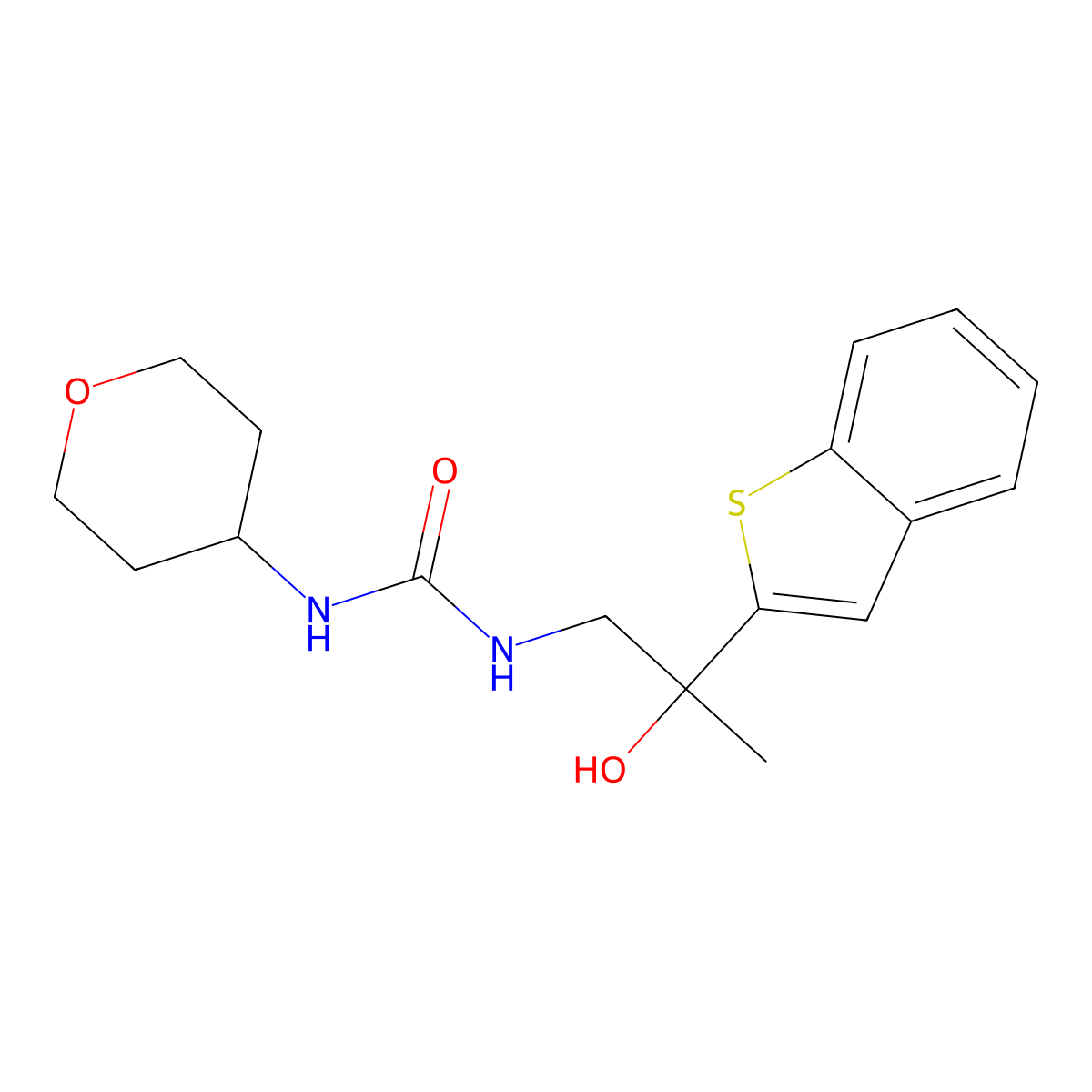 1-(2-(benzo[b]thiophen-2-yl)-2-hydroxypropyl)-3-(tetrahydro-2H-pyran-4-yl)urea molecular structure, CAS 2034569-90-7