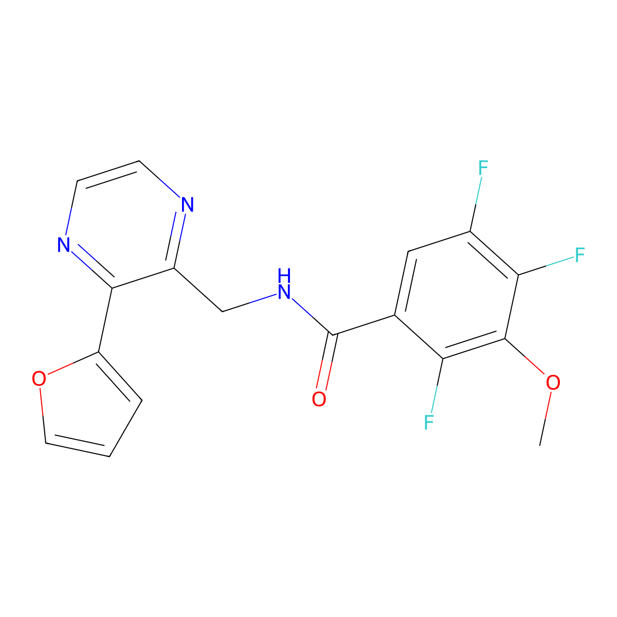 2,4,5-trifluoro-N-((3-(furan-2-yl)pyrazin-2-yl)methyl)-3-methoxybenzamide molecular structure, CAS 2034569-95-2