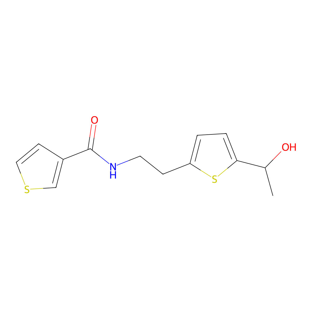 N-(2-(5-(1-hydroxyethyl)thiophen-2-yl)ethyl)thiophene-3-carboxamide molecular structure, CAS 2034569-97-4