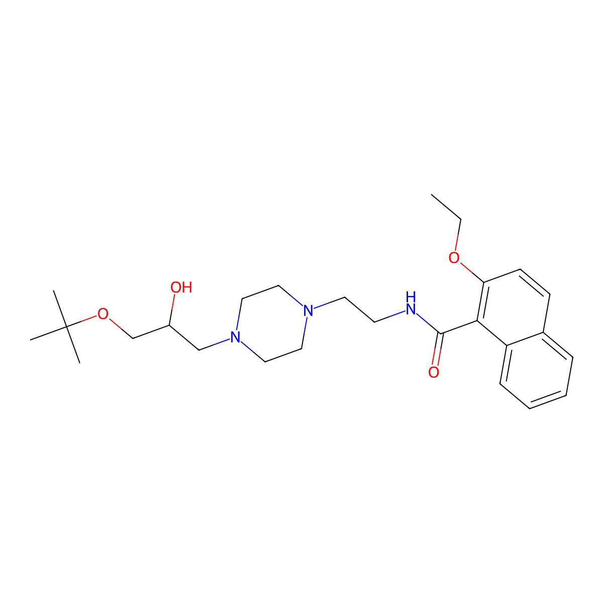 N-(2-(4-(3-(tert-butoxy)-2-hydroxypropyl)piperazin-1-yl)ethyl)-2-ethoxy-1-naphthamide molecular structure, CAS 2034570-00-6