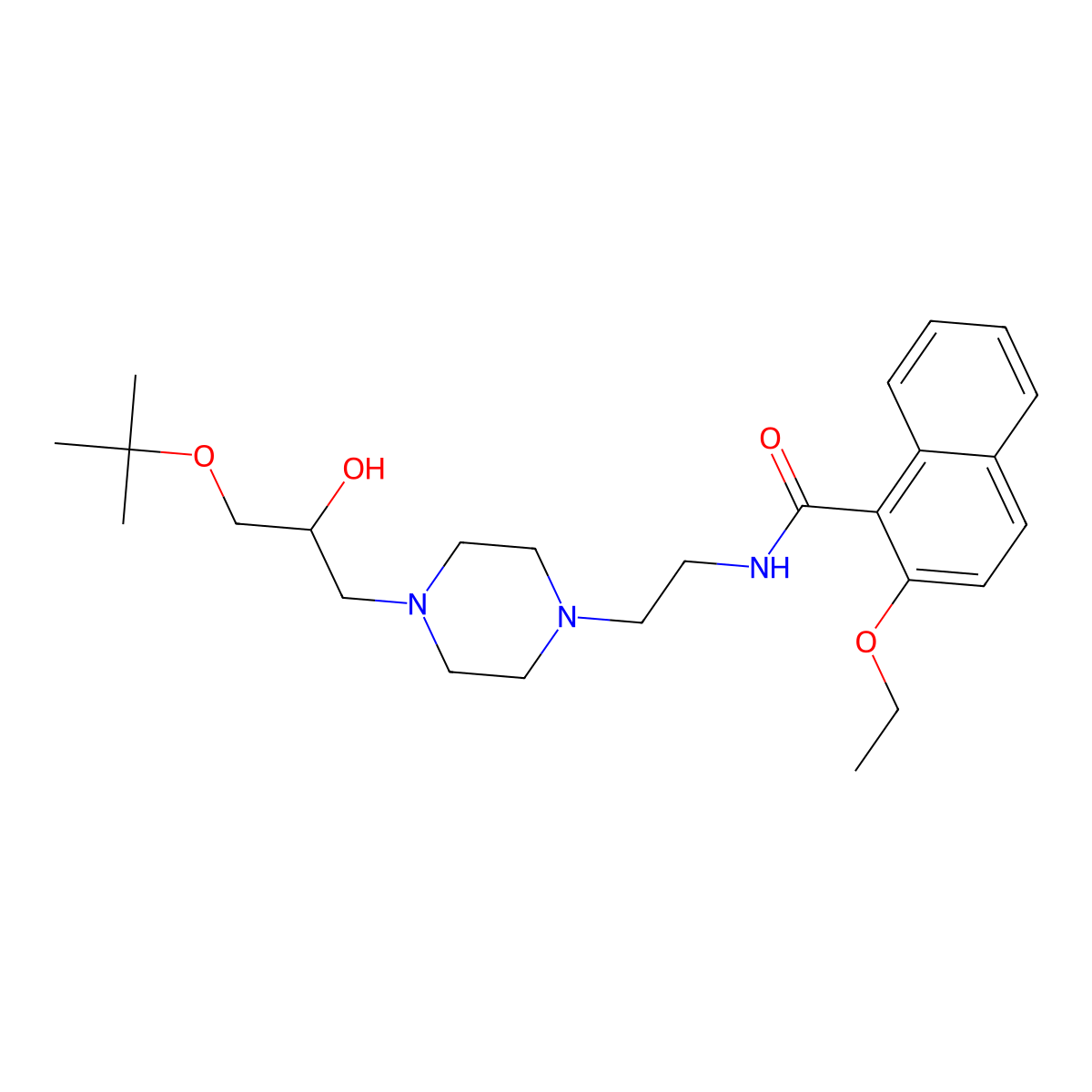 N-(2-(4-(3-(tert-butoxy)-2-hydroxypropyl)piperazin-1-yl)ethyl)-2-ethoxy-1-naphthamide molecular structure, CAS 2034570-00-6