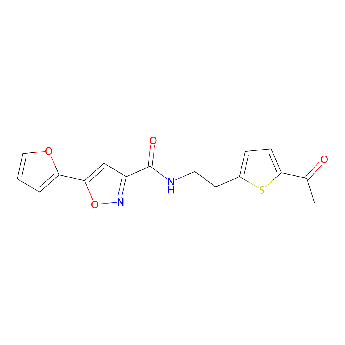 N-(2-(5-acetylthiophen-2-yl)ethyl)-5-(furan-2-yl)isoxazole-3-carboxamide molecular structure, CAS 2034570-04-0
