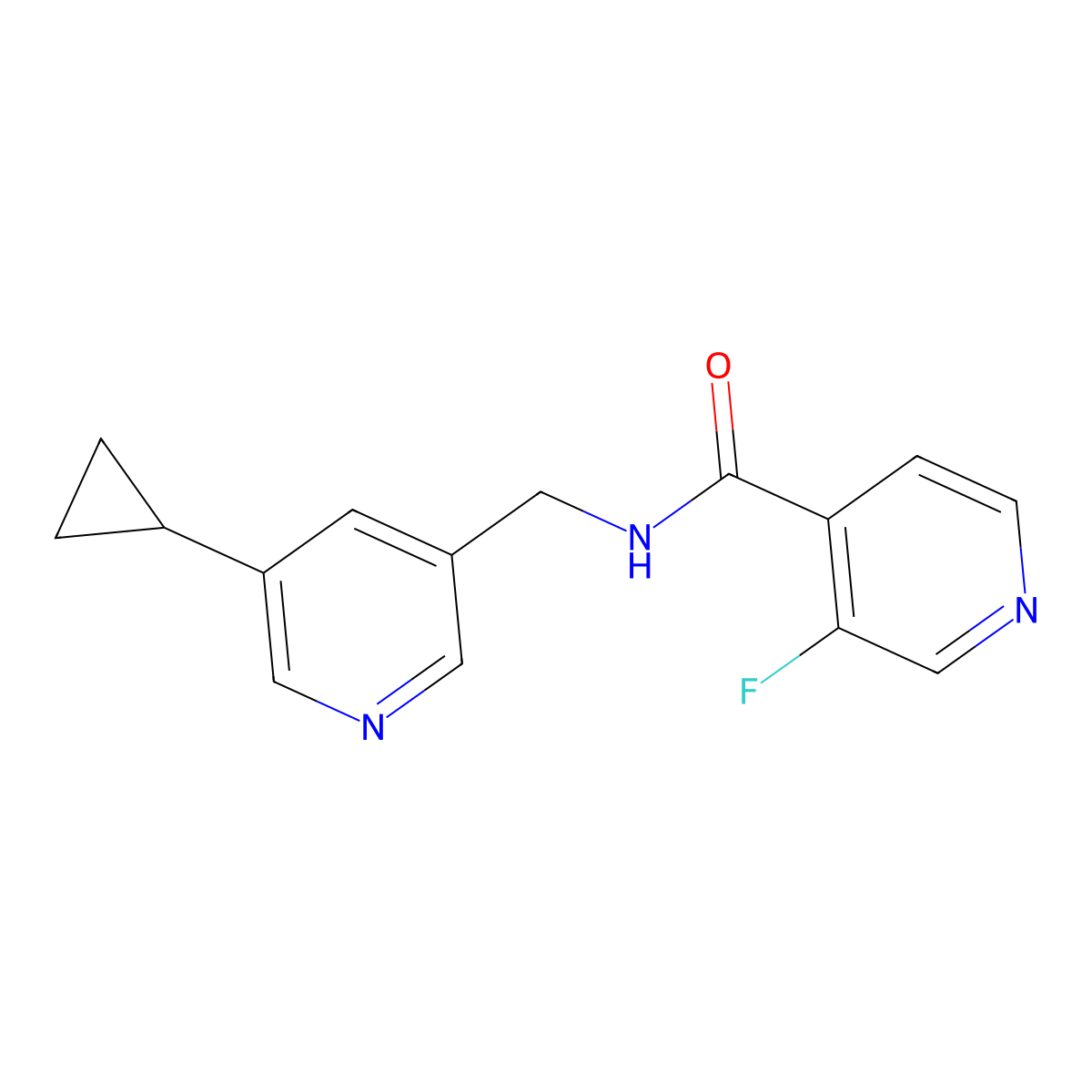 N-((5-cyclopropylpyridin-3-yl)methyl)-3-fluoroisonicotinamide molecular structure, CAS 2034570-10-8