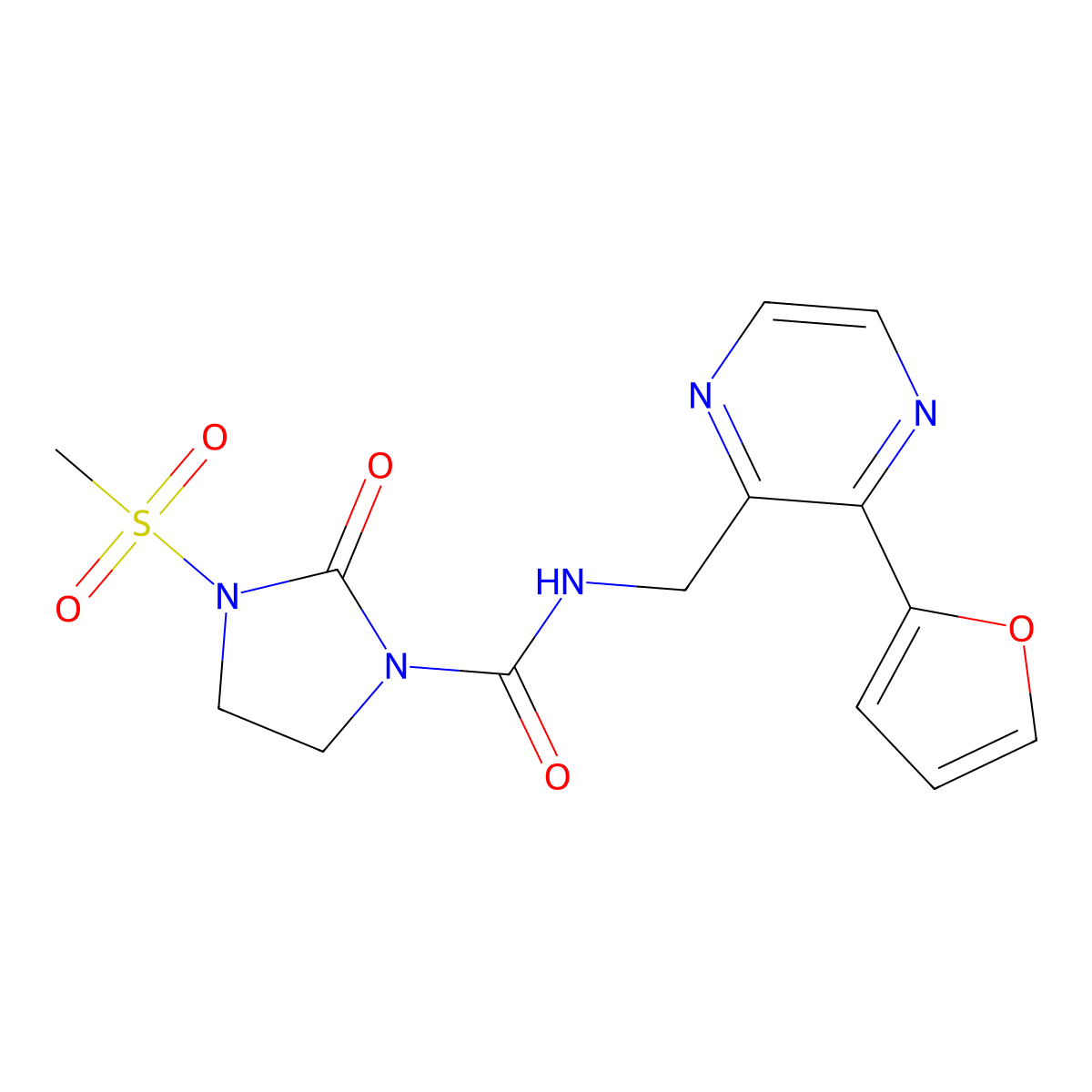 N-((3-(furan-2-yl)pyrazin-2-yl)methyl)-3-(methylsulfonyl)-2-oxoimidazolidine-1-carboxamide molecular structure, CAS 2034570-11-9