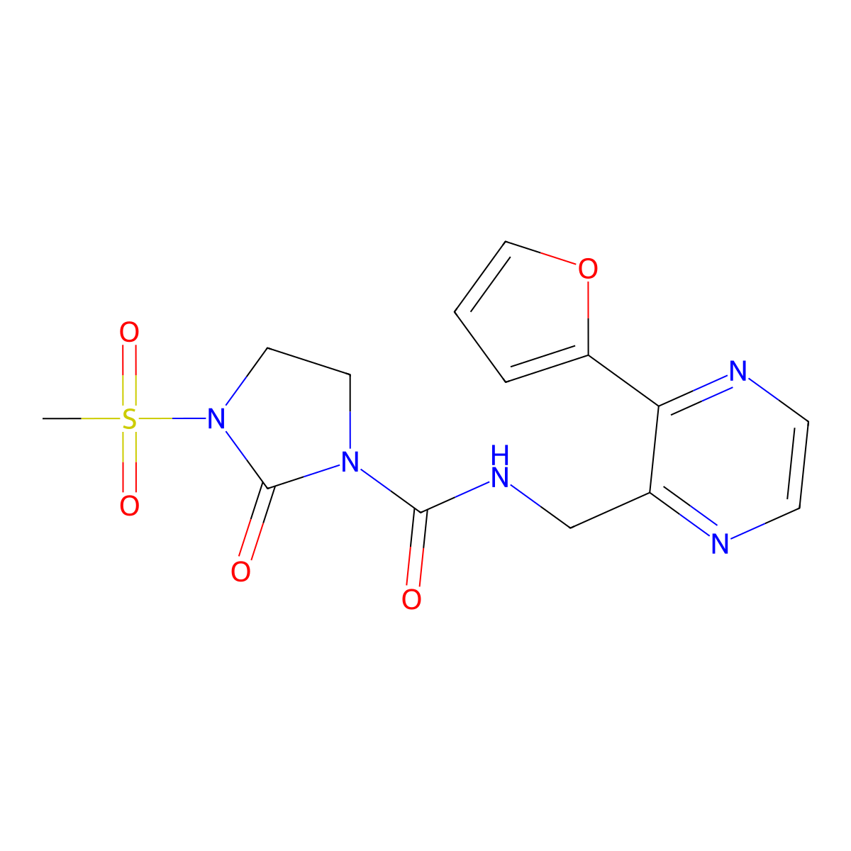 N-((3-(furan-2-yl)pyrazin-2-yl)methyl)-3-(methylsulfonyl)-2-oxoimidazolidine-1-carboxamide molecular structure, CAS 2034570-11-9