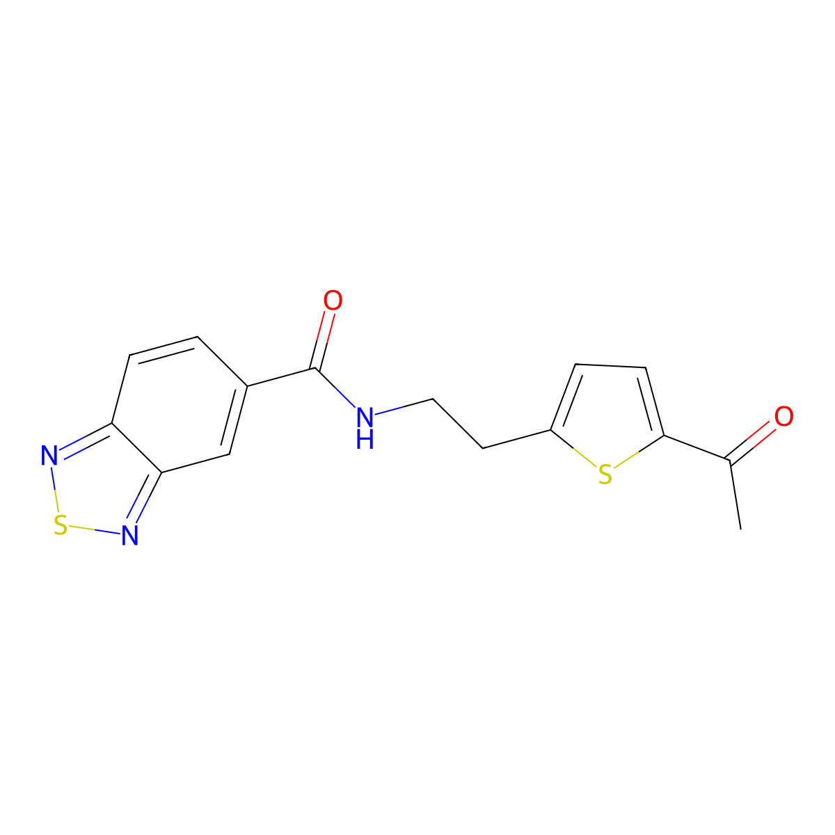 N-(2-(5-acetylthiophen-2-yl)ethyl)benzo[c][1,2,5]thiadiazole-5-carboxamide molecular structure, CAS 2034570-15-3
