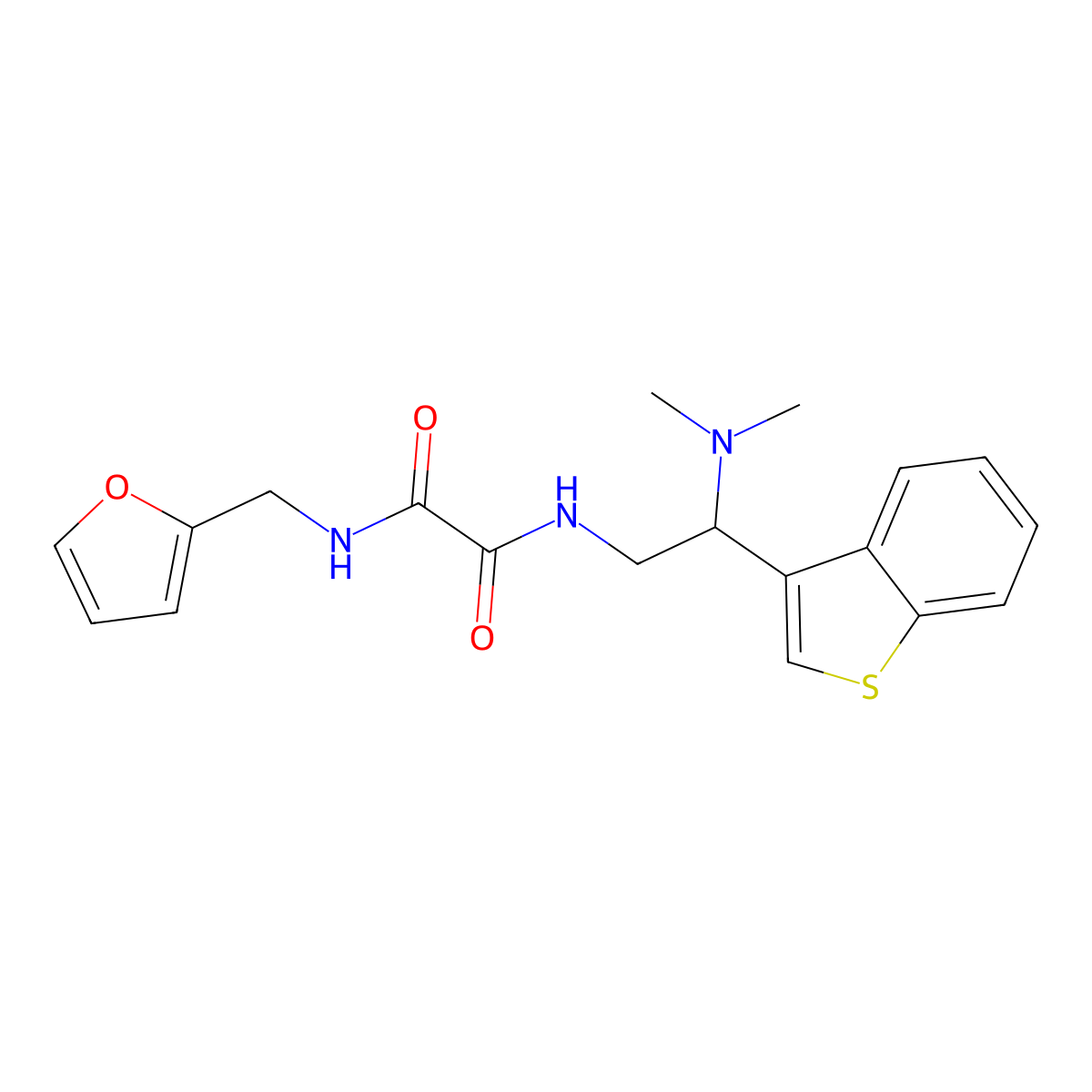 N1-(2-(benzo[b]thiophen-3-yl)-2-(dimethylamino)ethyl)-N2-(furan-2-ylmethyl)oxalamide molecular structure, CAS 2034570-22-2