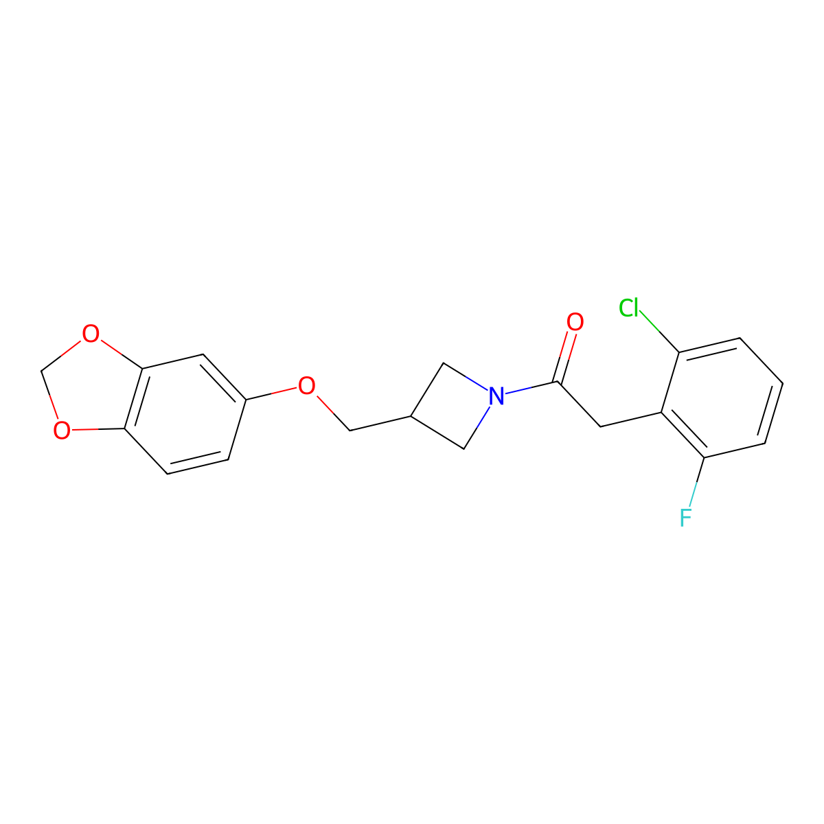 1-(3-((Benzo[d][1,3]dioxol-5-yloxy)methyl)azetidin-1-yl)-2-(2-chloro-6-fluorophenyl)ethanone molecular structure, CAS 2034570-34-6