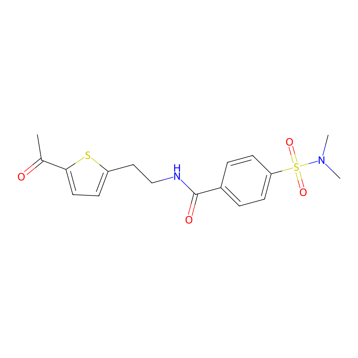 N-(2-(5-acetylthiophen-2-yl)ethyl)-4-(N,N-dimethylsulfamoyl)benzamide molecular structure, CAS 2034570-39-1