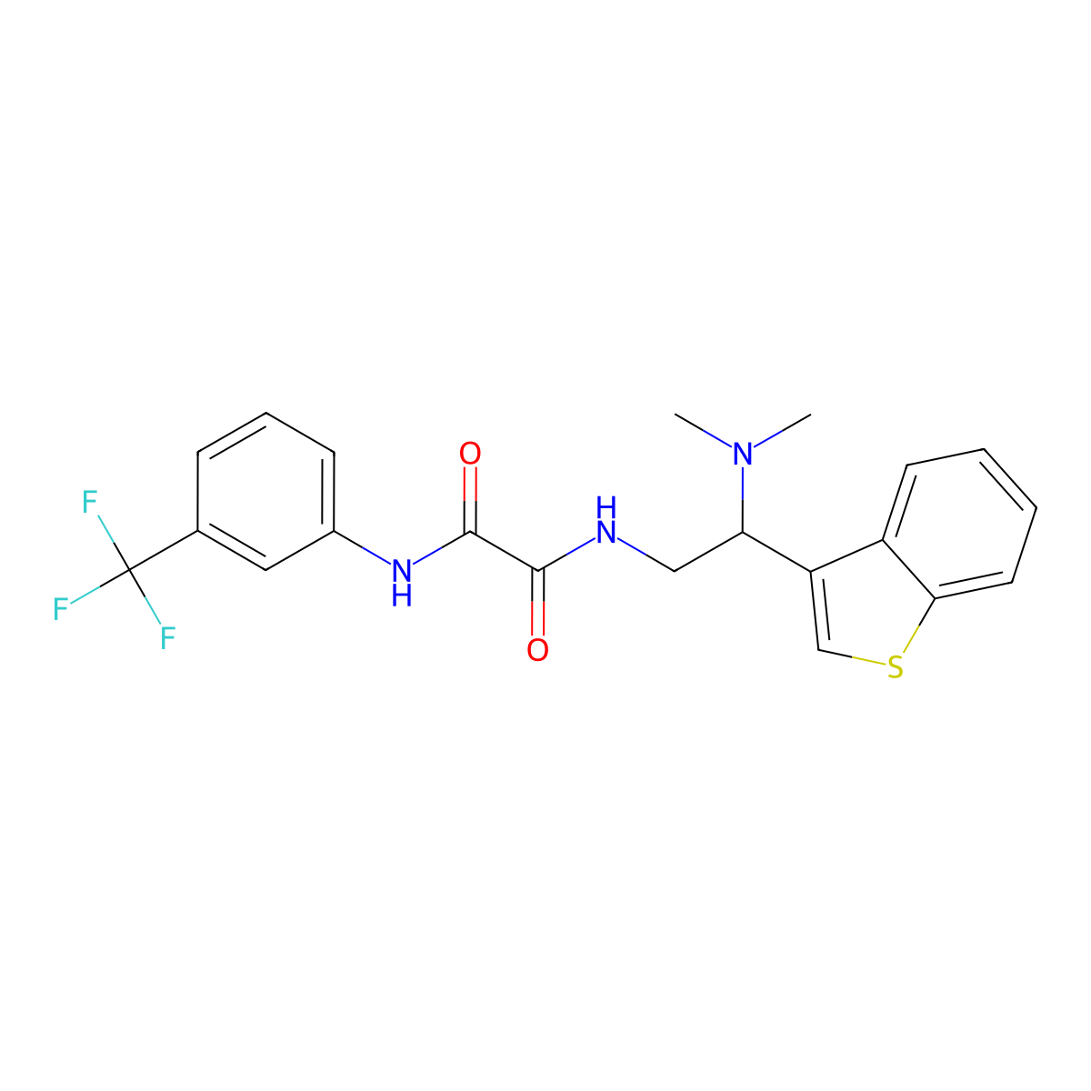 N1-(2-(benzo[b]thiophen-3-yl)-2-(dimethylamino)ethyl)-N2-(3-(trifluoromethyl)phenyl)oxalamide molecular structure, CAS 2034570-40-4