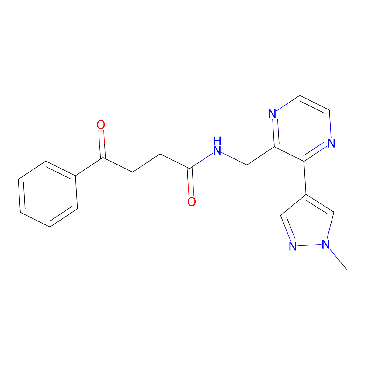 N-{[3-(1-methyl-1H-pyrazol-4-yl)pyrazin-2-yl]methyl}-4-oxo-4-phenylbutanamide molecular structure, CAS 2034570-47-1