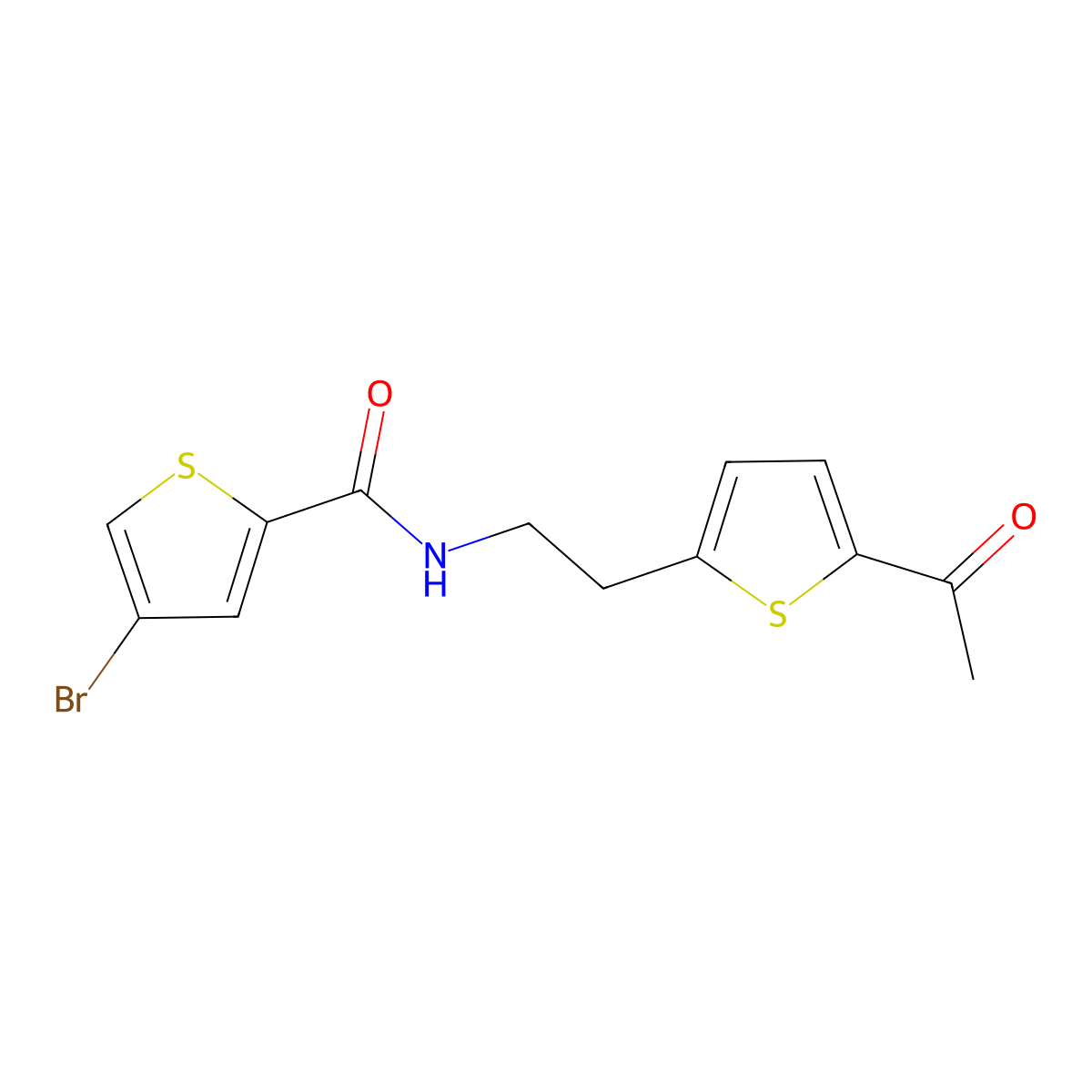 N-[2-(5-acetylthiophen-2-yl)ethyl]-4-bromothiophene-2-carboxamide molecular structure, CAS 2034570-50-6