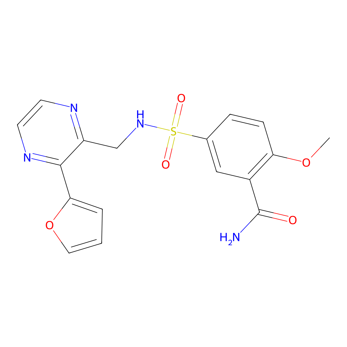 5-(N-((3-(furan-2-yl)pyrazin-2-yl)methyl)sulfamoyl)-2-methoxybenzamide molecular structure, CAS 2034570-52-8