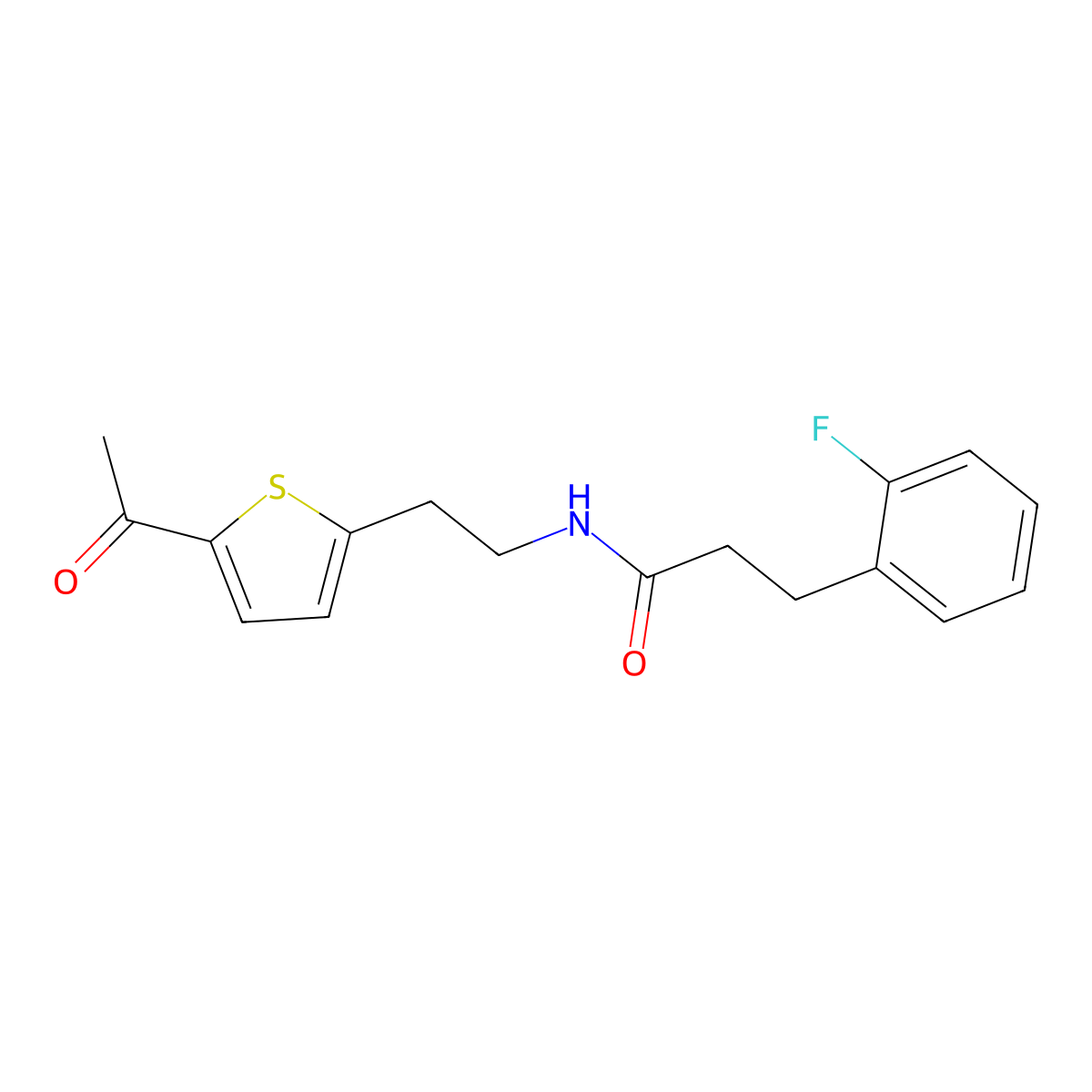 N-[2-(5-acetylthiophen-2-yl)ethyl]-3-(2-fluorophenyl)propanamide molecular structure, CAS 2034570-55-1