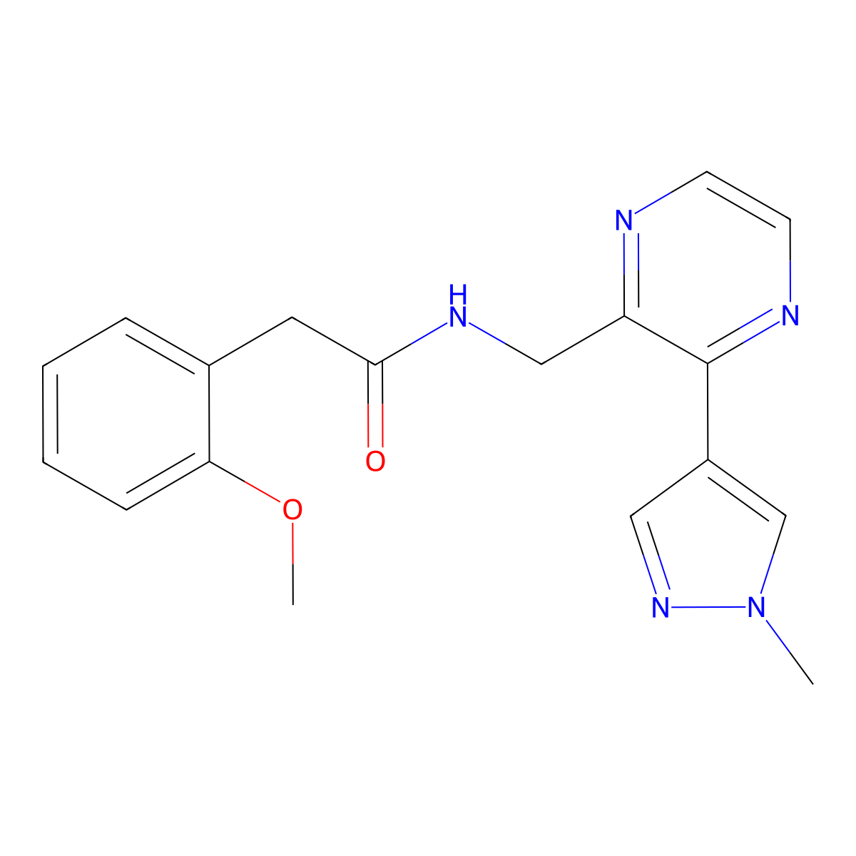 2-(2-methoxyphenyl)-N-{[3-(1-methyl-1H-pyrazol-4-yl)pyrazin-2-yl]methyl}acetamide molecular structure, CAS 2034570-63-1
