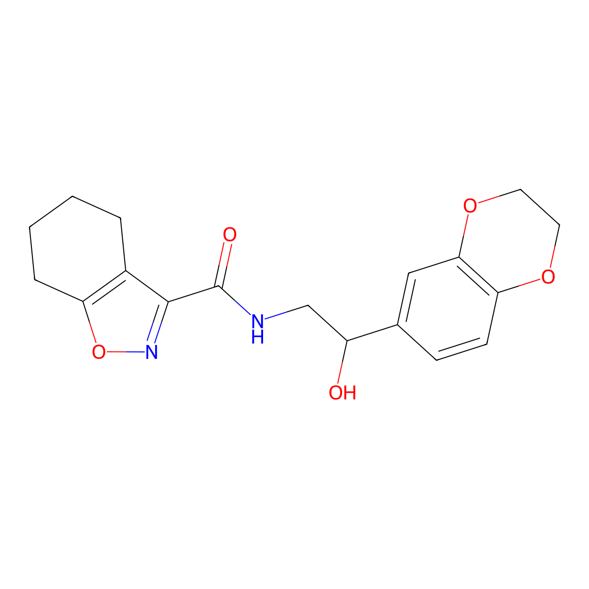 N-(2-(2,3-dihydrobenzo[b][1,4]dioxin-6-yl)-2-hydroxyethyl)-4,5,6,7-tetrahydrobenzo[d]isoxazole-3-carboxamide molecular structure, CAS 2034570-65-3