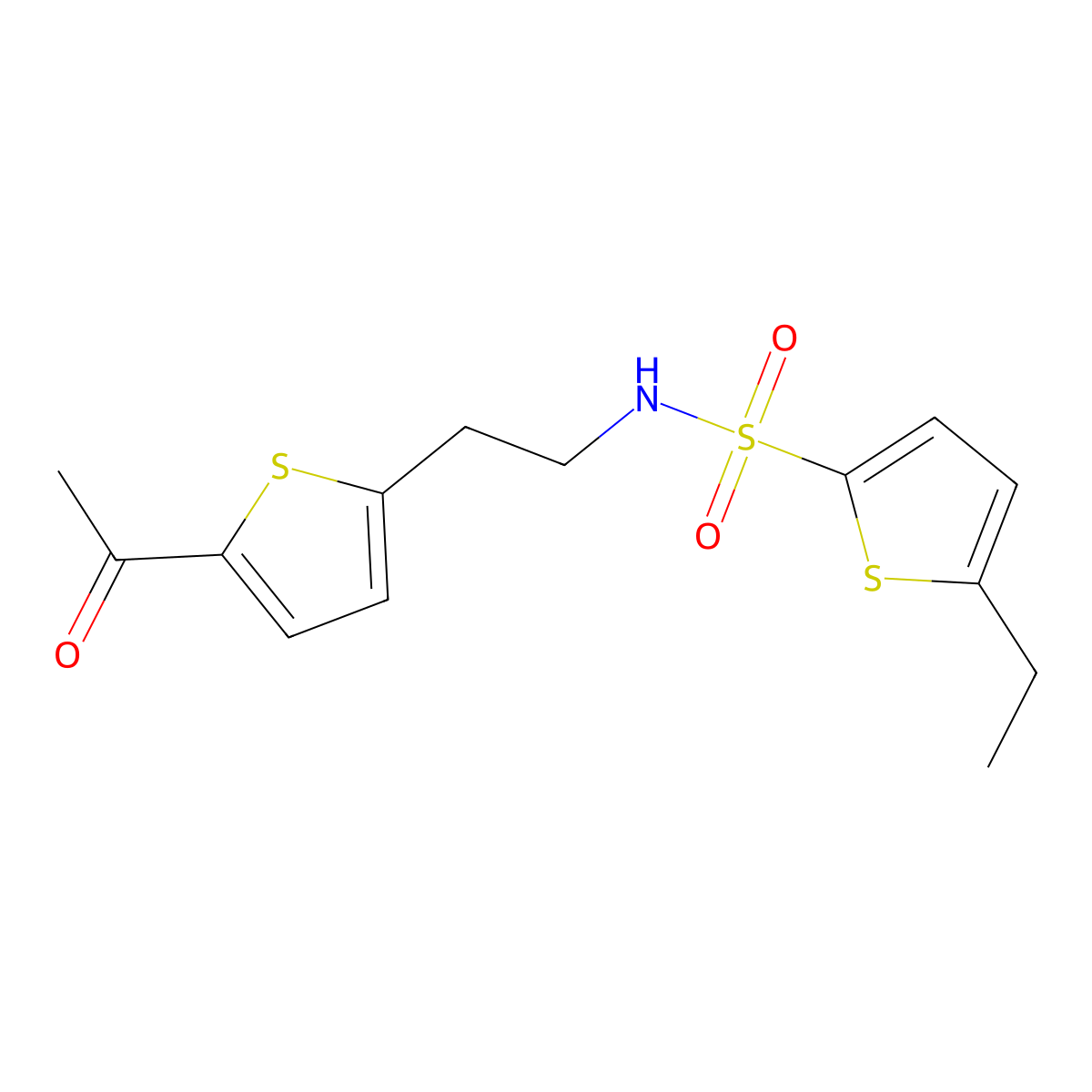 N-(2-(5-acetylthiophen-2-yl)ethyl)-5-ethylthiophene-2-sulfonamide molecular structure, CAS 2034570-70-0