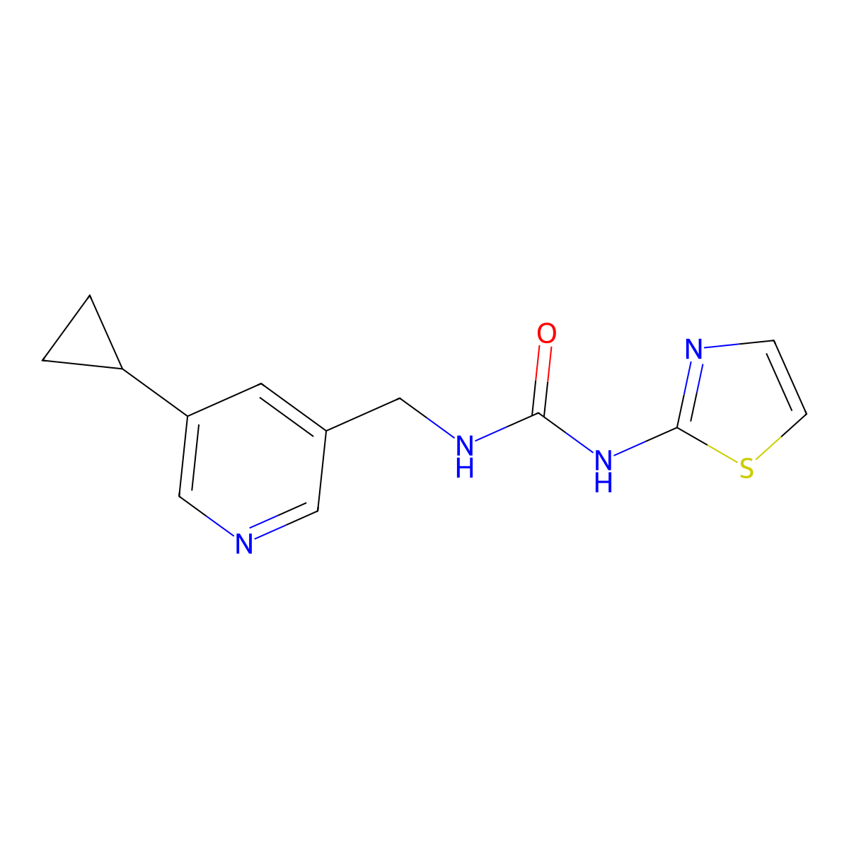 1-((5-Cyclopropylpyridin-3-yl)methyl)-3-(thiazol-2-yl)urea molecular structure, CAS 2034570-71-1