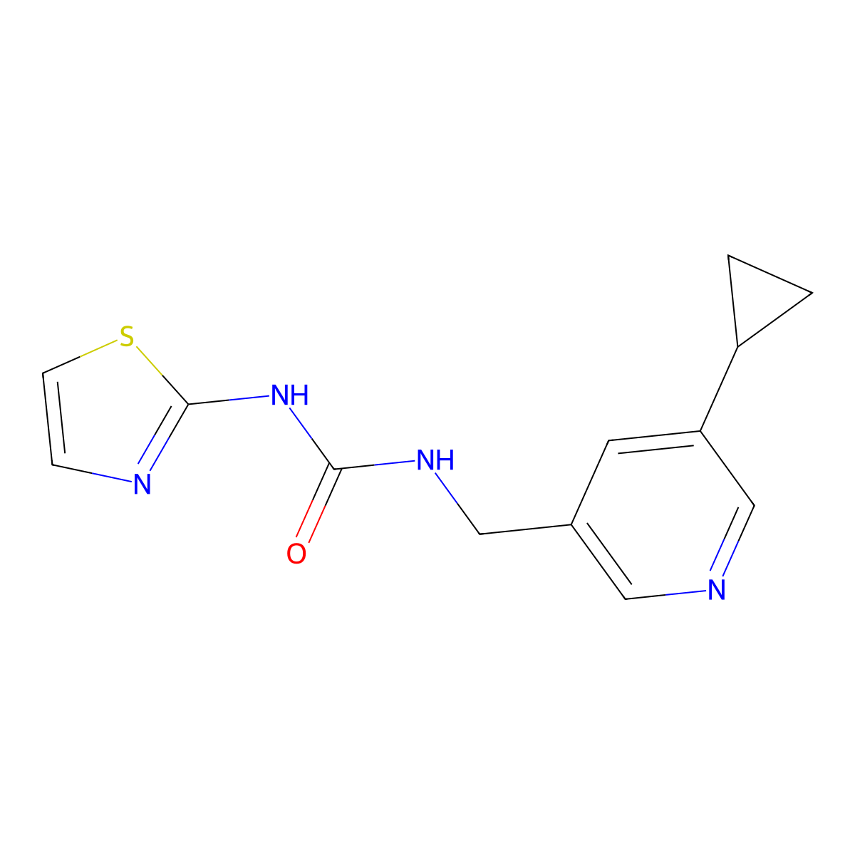 1-((5-Cyclopropylpyridin-3-yl)methyl)-3-(thiazol-2-yl)urea molecular structure, CAS 2034570-71-1