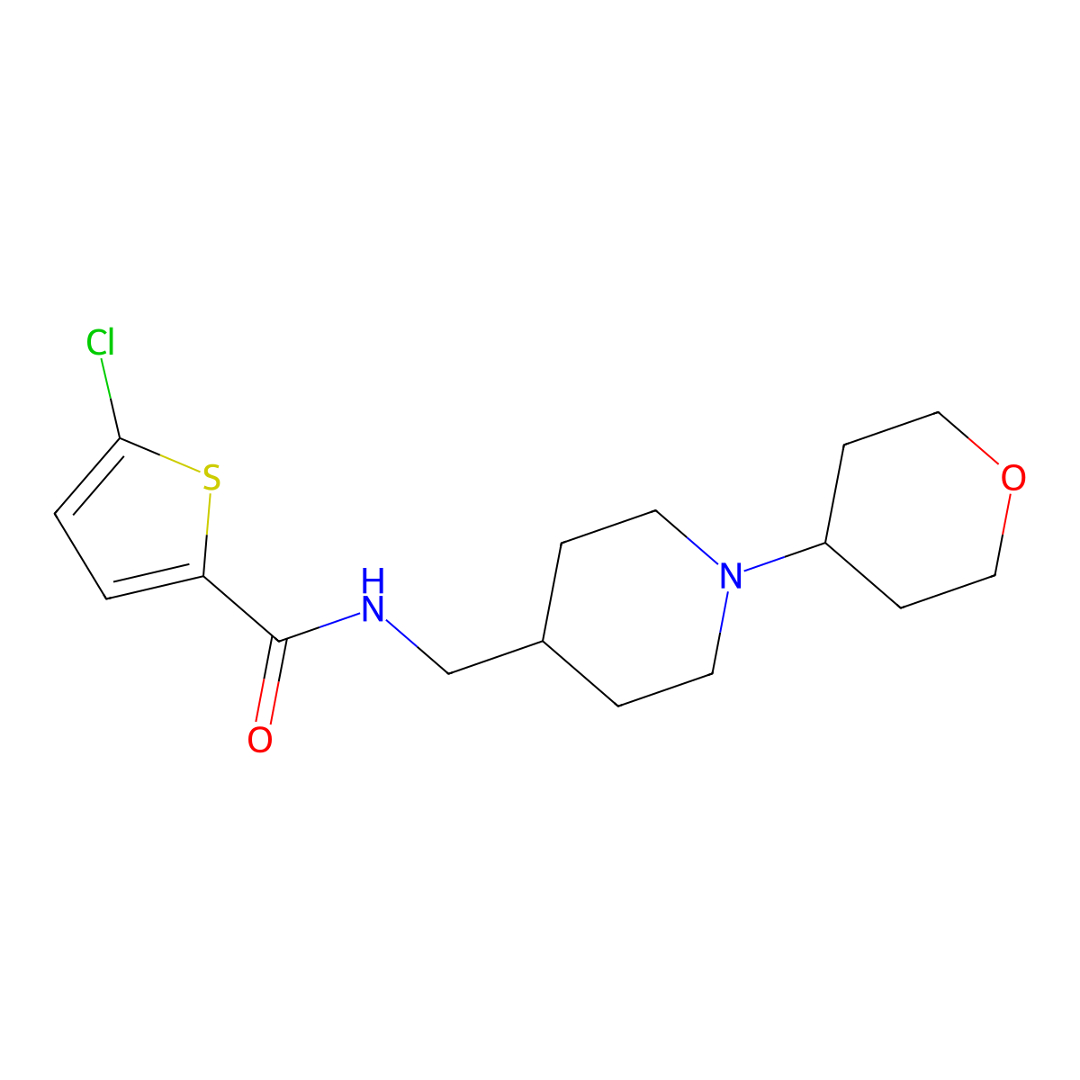 5-chloro-N-((1-(tetrahydro-2H-pyran-4-yl)piperidin-4-yl)methyl)thiophene-2-carboxamide molecular structure, CAS 2034570-75-5