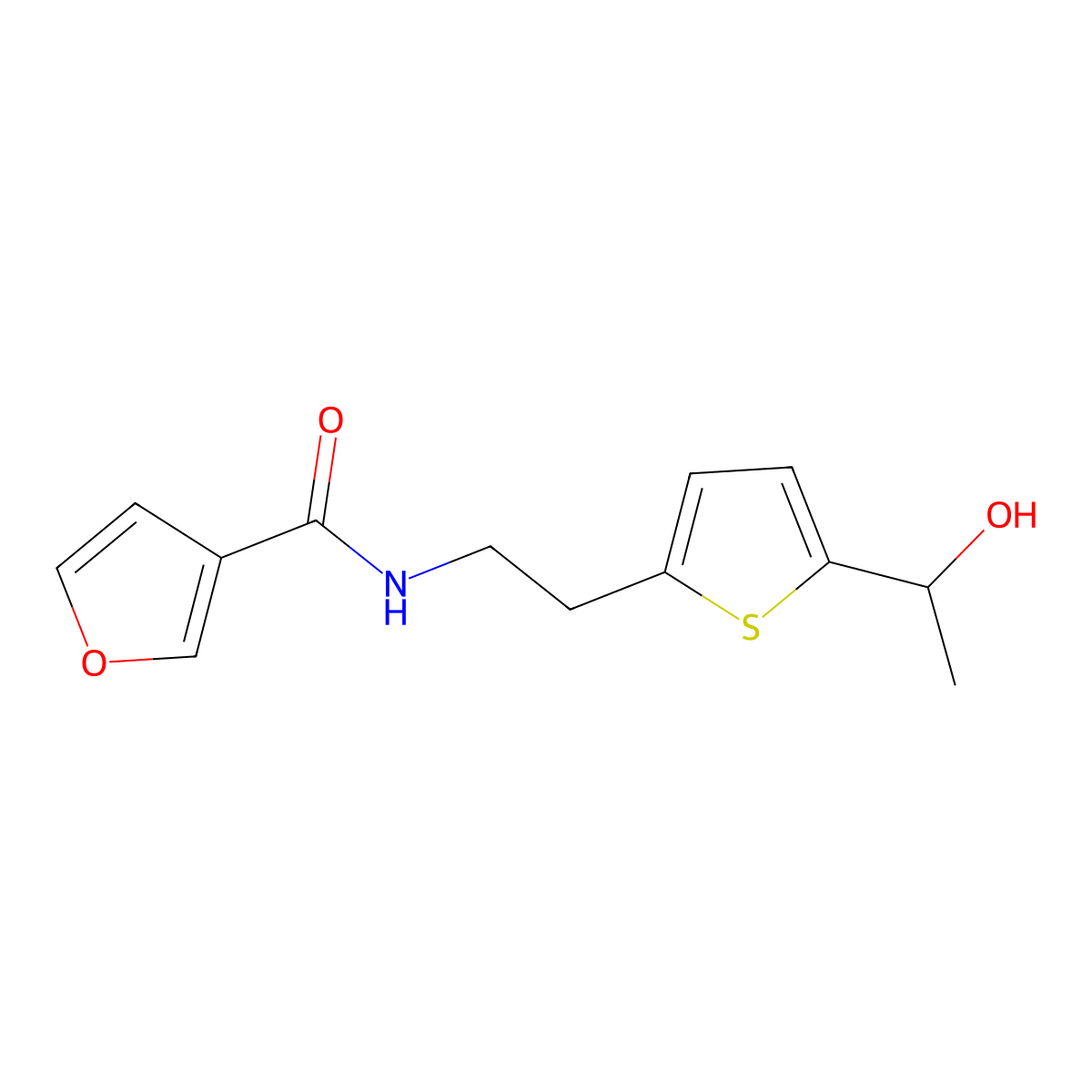 N-(2-(5-(1-hydroxyethyl)thiophen-2-yl)ethyl)furan-3-carboxamide molecular structure, CAS 2034570-76-6