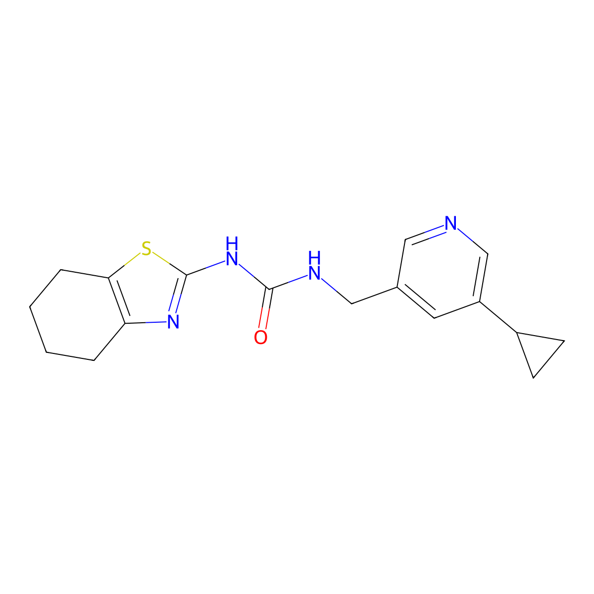 1-((5-Cyclopropylpyridin-3-yl)methyl)-3-(4,5,6,7-tetrahydrobenzo[d]thiazol-2-yl)urea molecular structure, CAS 2034570-79-9