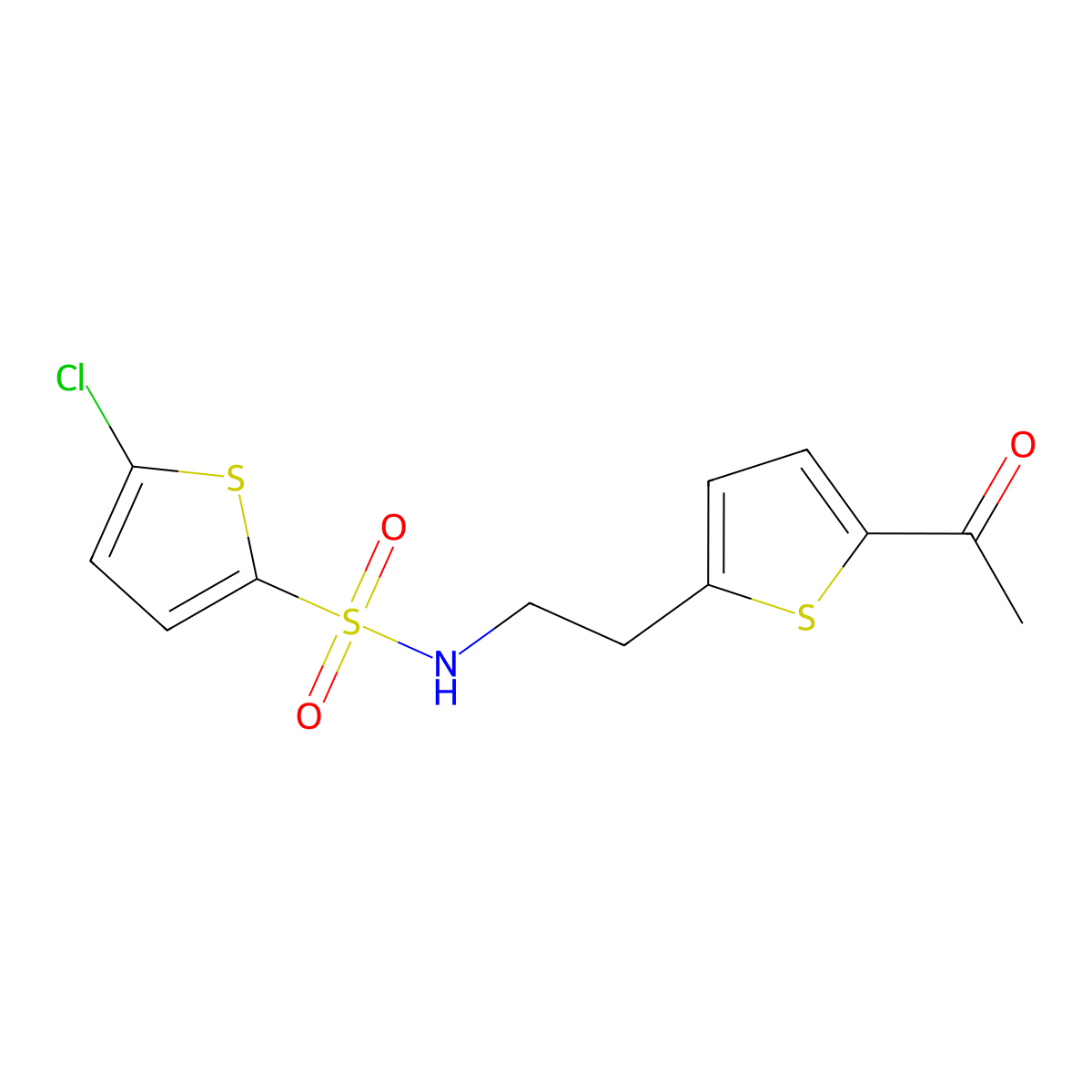 N-(2-(5-acetylthiophen-2-yl)ethyl)-5-chlorothiophene-2-sulfonamide molecular structure, CAS 2034570-80-2