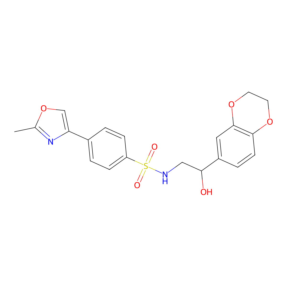 N-(2-(2,3-dihydrobenzo[b][1,4]dioxin-6-yl)-2-hydroxyethyl)-4-(2-methyloxazol-4-yl)benzenesulfonamide molecular structure, CAS 2034570-84-6