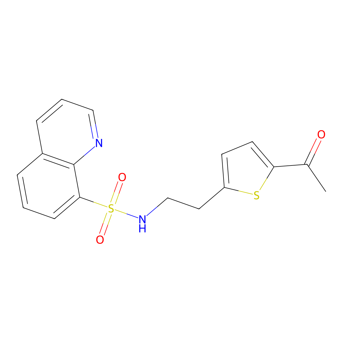 N-[2-(5-acetylthiophen-2-yl)ethyl]quinoline-8-sulfonamide molecular structure, CAS 2034570-87-9
