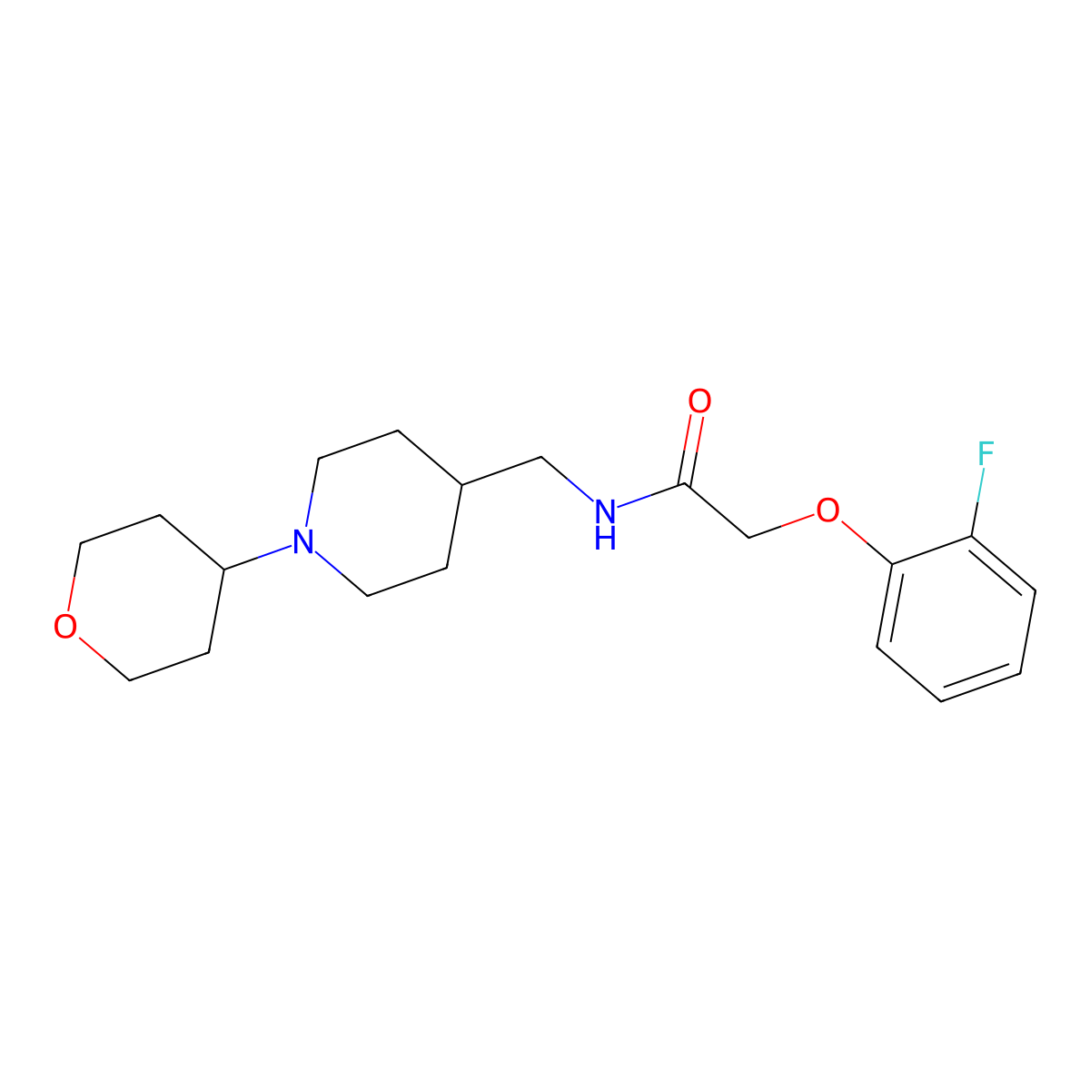 2-(2-fluorophenoxy)-N-((1-(tetrahydro-2H-pyran-4-yl)piperidin-4-yl)methyl)acetamide molecular structure, CAS 2034570-92-6