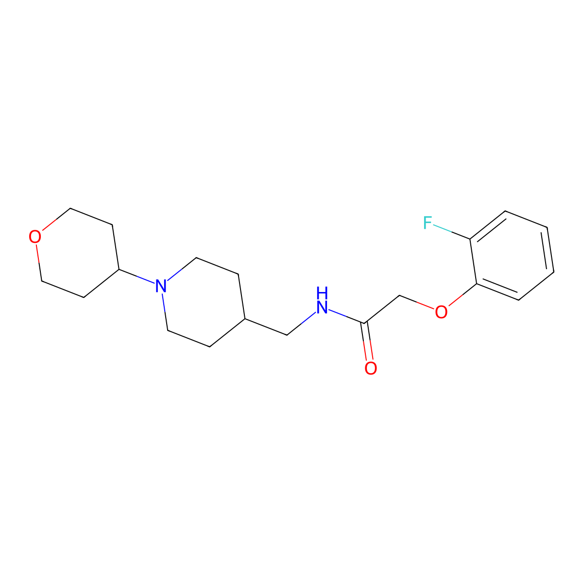 2-(2-fluorophenoxy)-N-((1-(tetrahydro-2H-pyran-4-yl)piperidin-4-yl)methyl)acetamide molecular structure, CAS 2034570-92-6