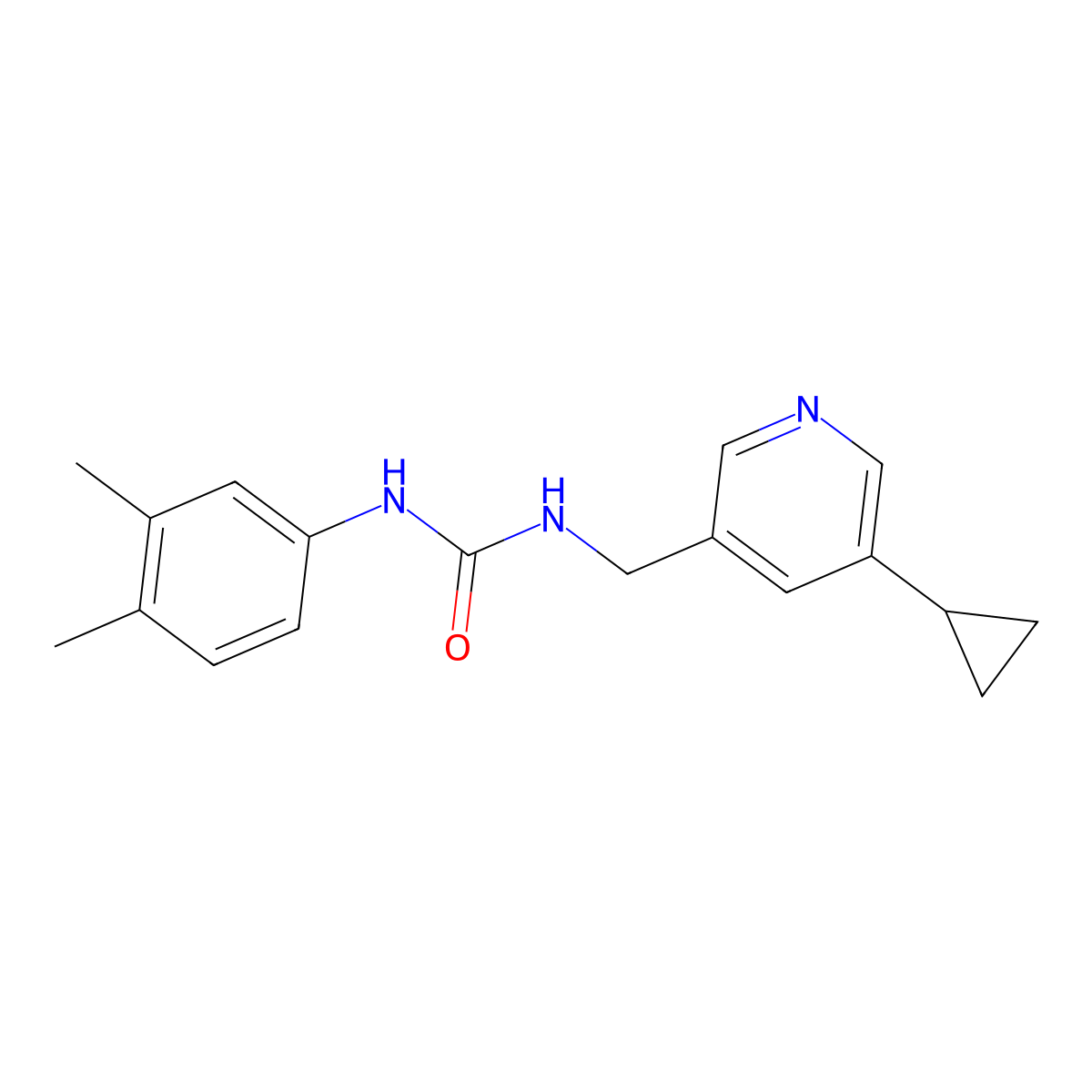 1-((5-Cyclopropylpyridin-3-yl)methyl)-3-(3,4-dimethylphenyl)urea molecular structure, CAS 2034570-97-1