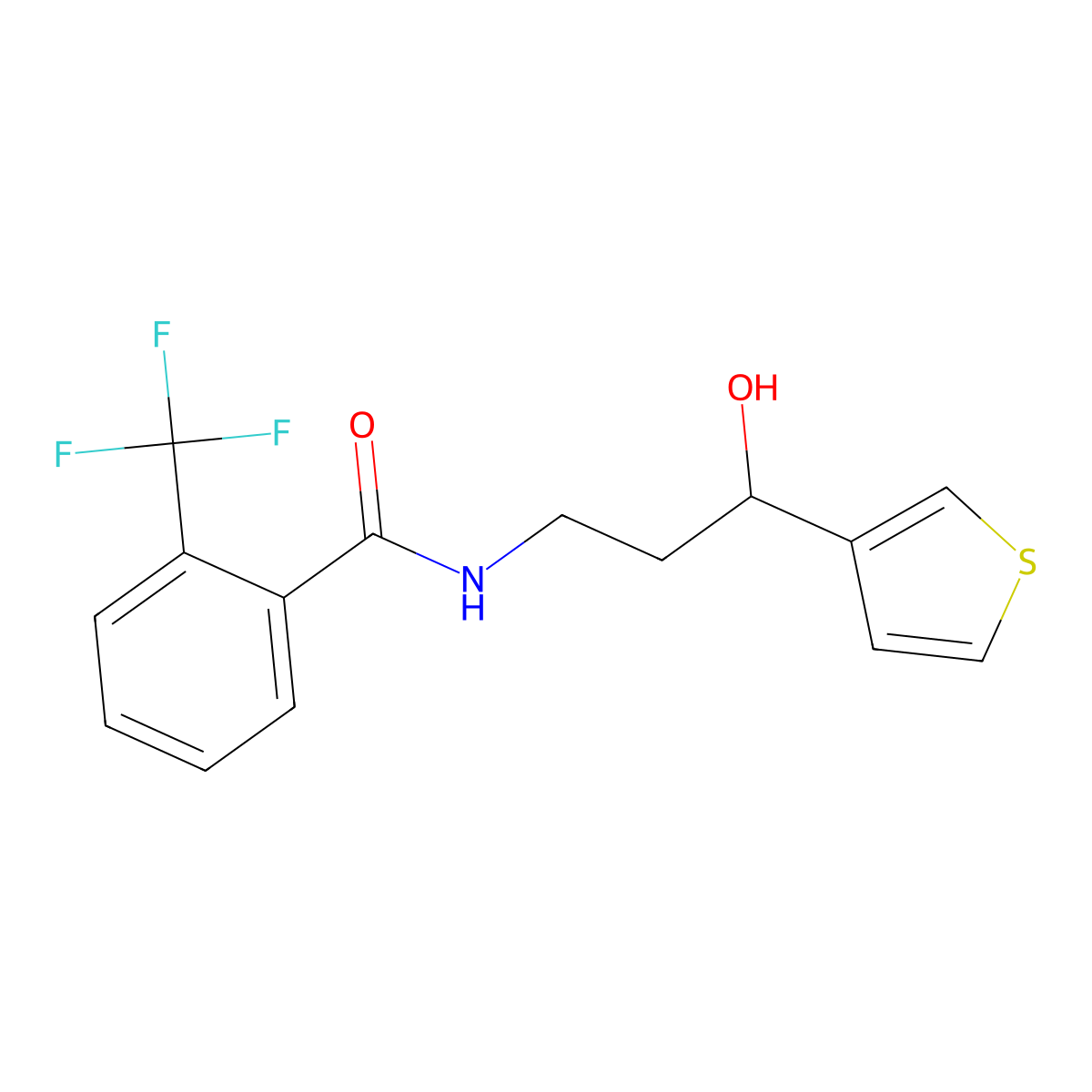 N-[3-hydroxy-3-(thiophen-3-yl)propyl]-2-(trifluoromethyl)benzamide molecular structure, CAS 2034571-06-5