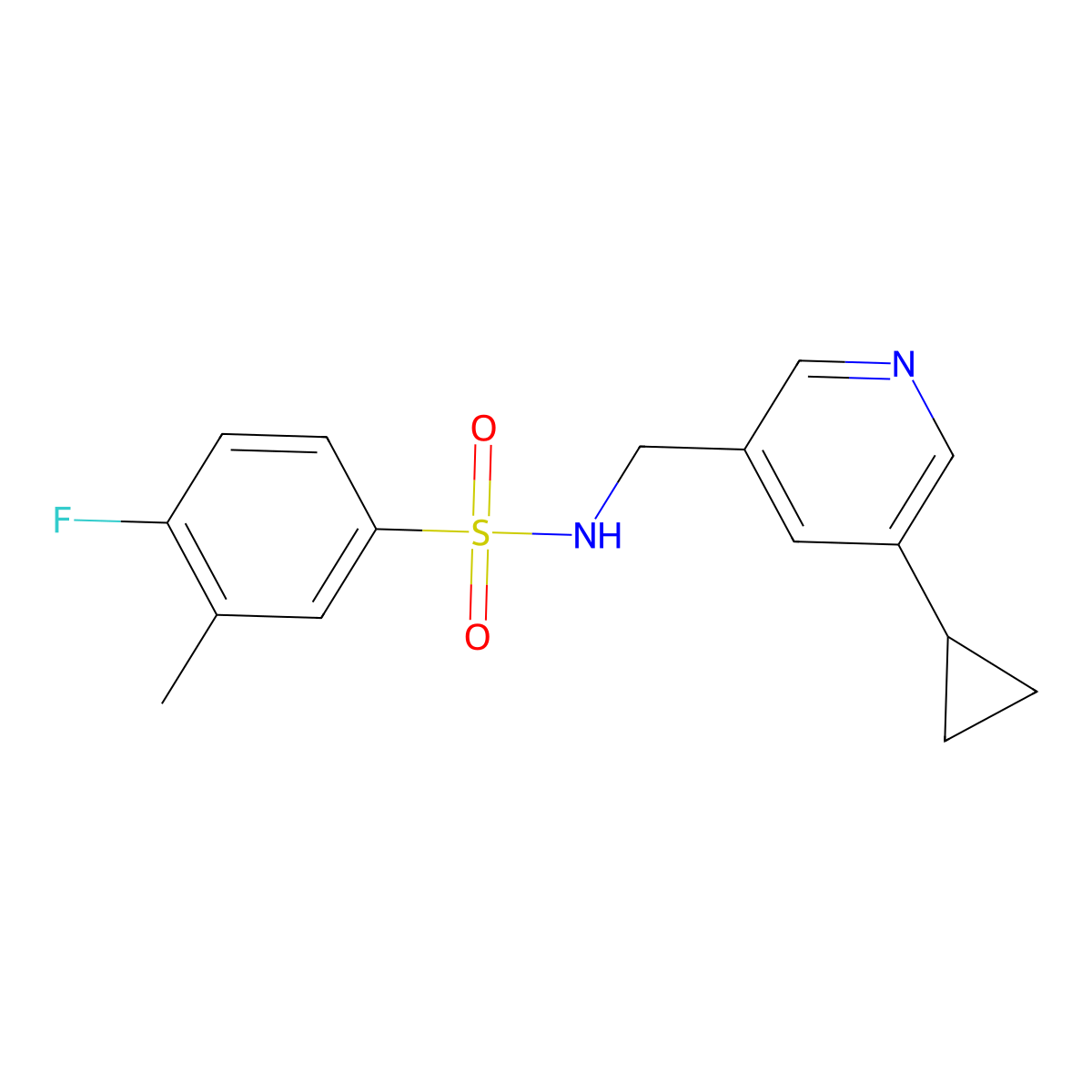 N-((5-cyclopropylpyridin-3-yl)methyl)-4-fluoro-3-methylbenzenesulfonamide molecular structure, CAS 2034571-07-6