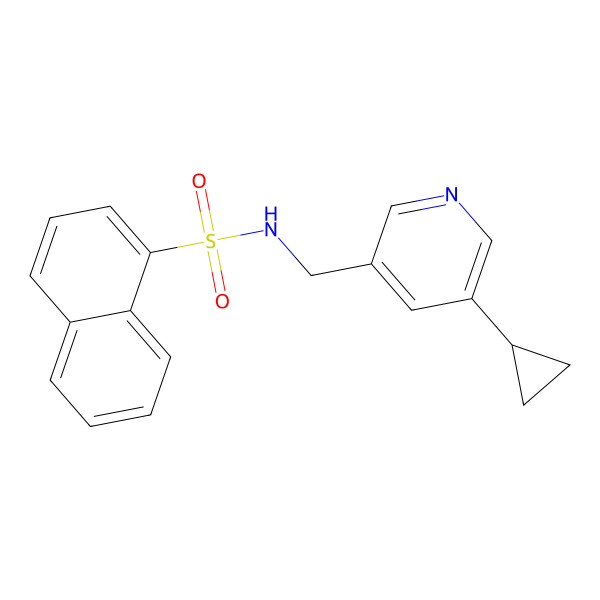 N-[(5-cyclopropylpyridin-3-yl)methyl]naphthalene-1-sulfonamide molecular structure, CAS 2034571-11-2