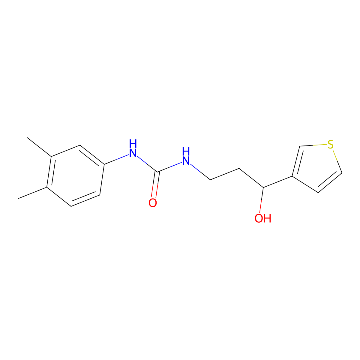 1-(3,4-Dimethylphenyl)-3-[3-hydroxy-3-(thiophen-3-yl)propyl]urea molecular structure, CAS 2034571-35-0