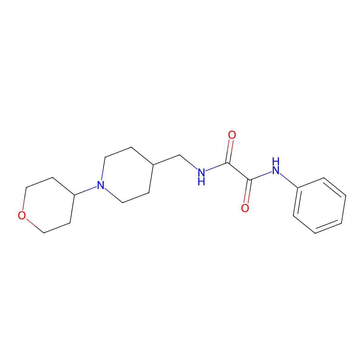 N1-phenyl-N2-((1-(tetrahydro-2H-pyran-4-yl)piperidin-4-yl)methyl)oxalamide molecular structure, CAS 2034571-37-2