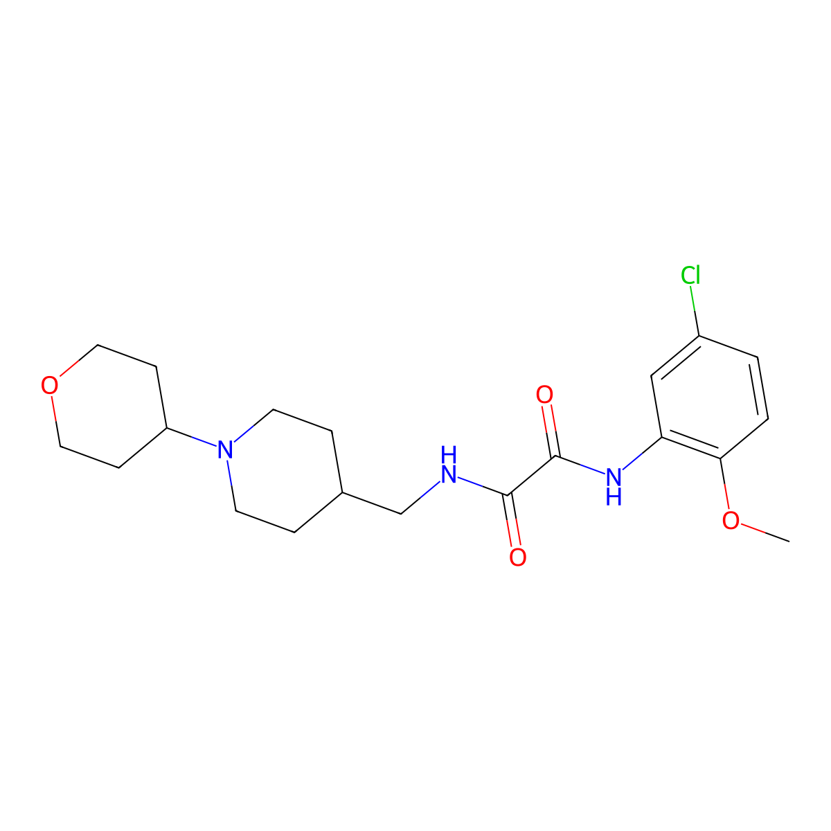 N1-(5-chloro-2-methoxyphenyl)-N2-((1-(tetrahydro-2H-pyran-4-yl)piperidin-4-yl)methyl)oxalamide molecular structure, CAS 2034571-41-8