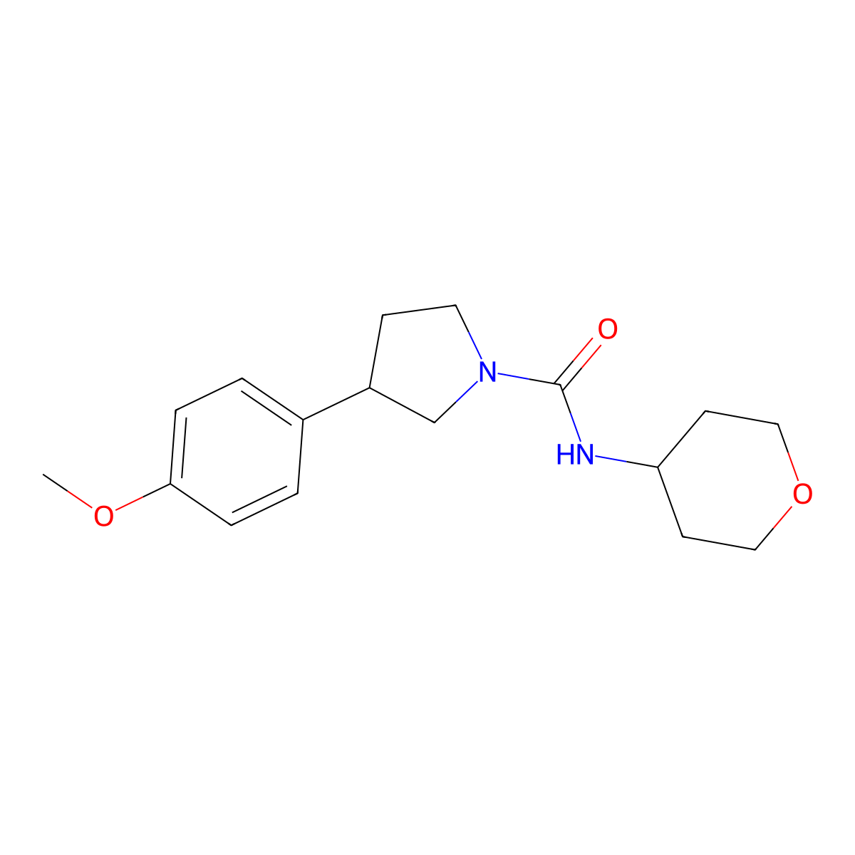 3-(4-methoxyphenyl)-N-(oxan-4-yl)pyrrolidine-1-carboxamide molecular structure, CAS 2034571-46-3