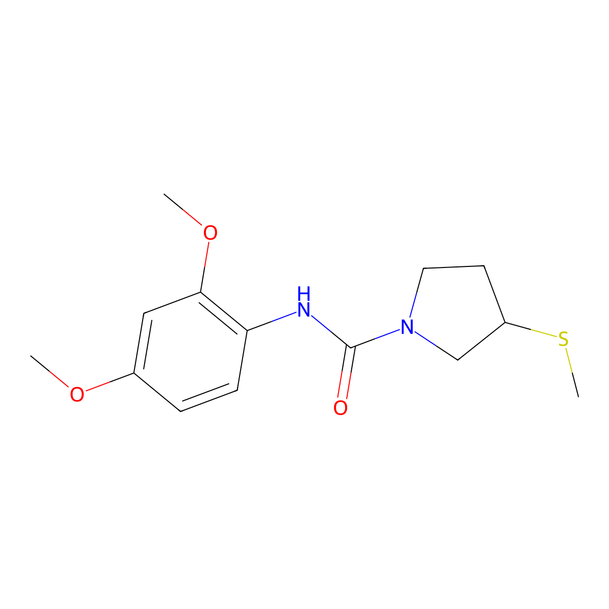 N-(2,4-dimethoxyphenyl)-3-(methylthio)pyrrolidine-1-carboxamide molecular structure, CAS 2034571-55-4