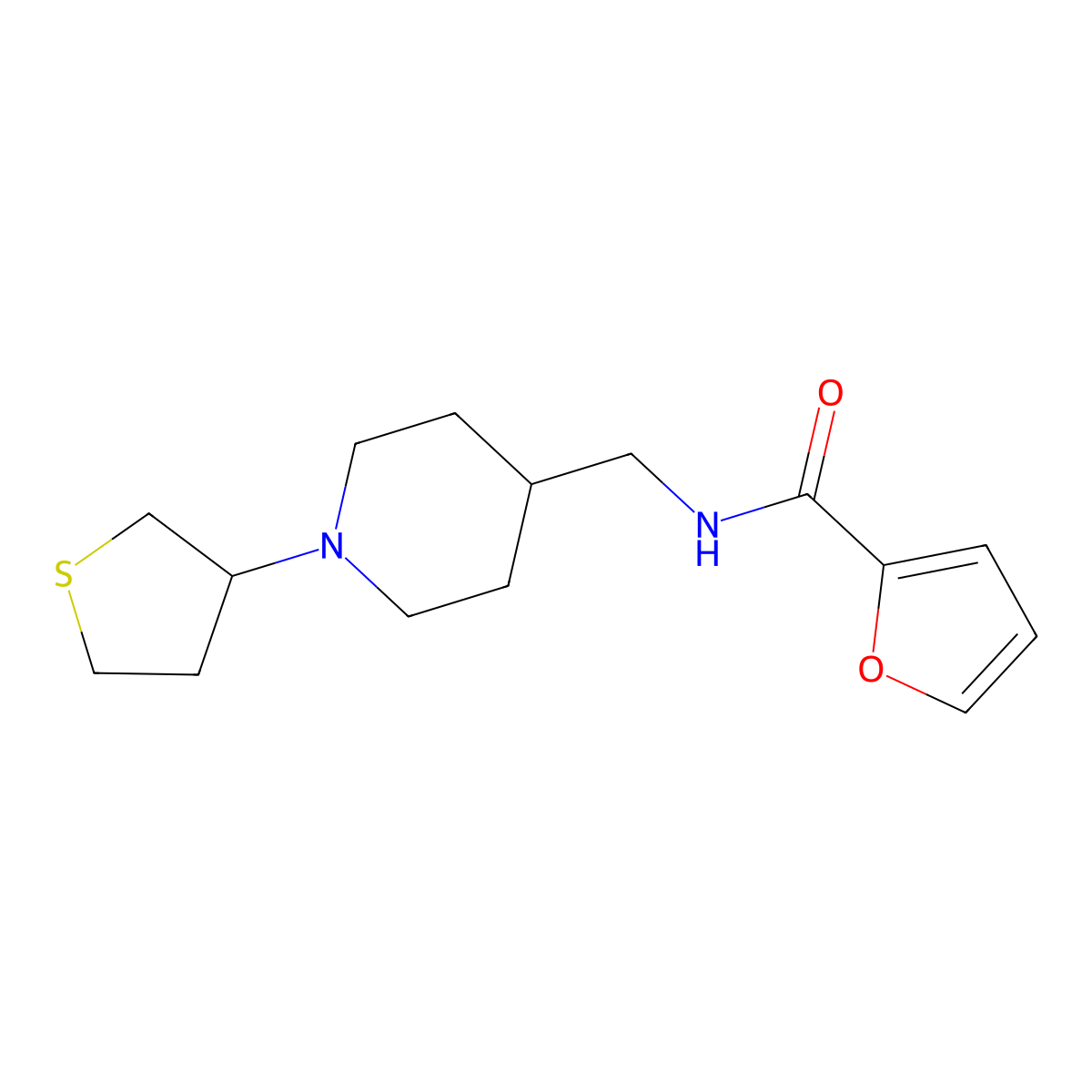 N-((1-(tetrahydrothiophen-3-yl)piperidin-4-yl)methyl)furan-2-carboxamide molecular structure, CAS 2034571-66-7