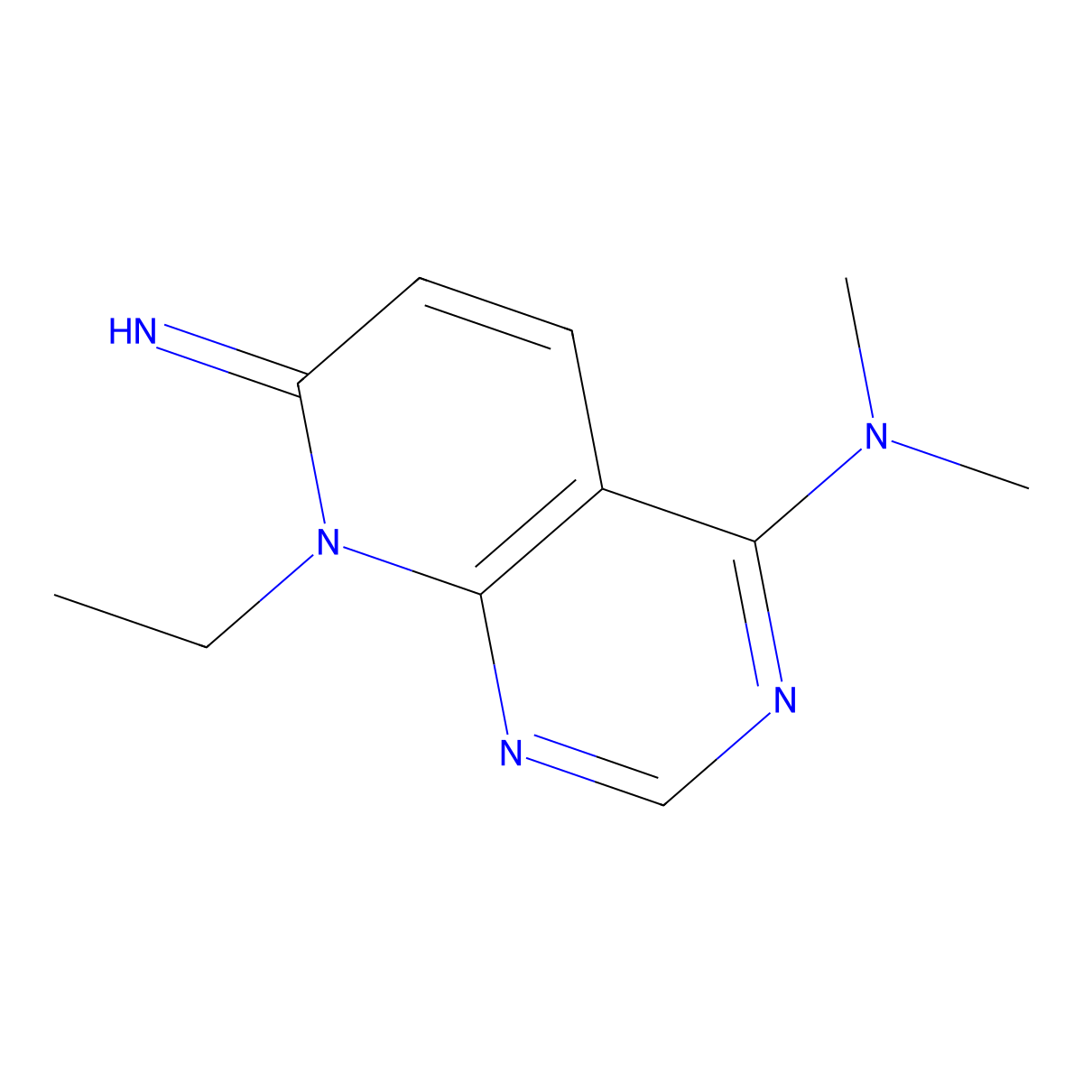 8-ethyl-7-imino-N,N-dimethyl-7,8-dihydropyrido[2,3-d]pyrimidin-4-amine molecular structure, CAS 2034571-75-8