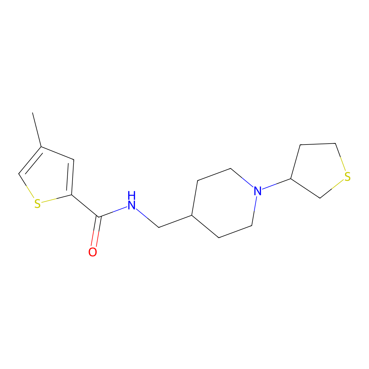 4-methyl-N-((1-(tetrahydrothiophen-3-yl)piperidin-4-yl)methyl)thiophene-2-carboxamide molecular structure, CAS 2034571-77-0
